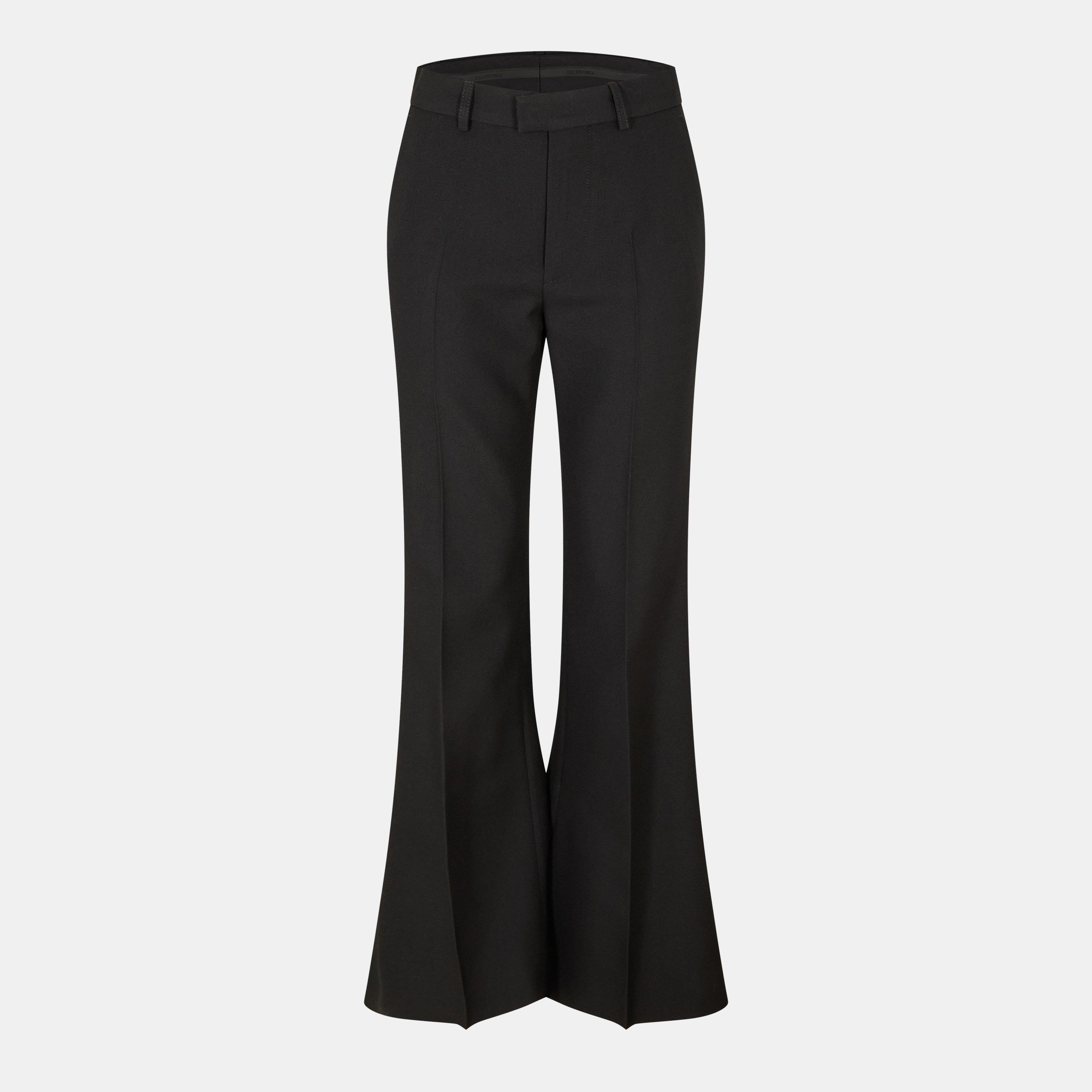Black - Balenciaga - Women's High Rise Wide Leg Trousers - 1