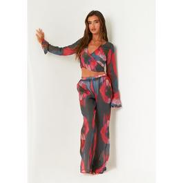 Missy Empire Blurred Sheer Wide Leg Trousers