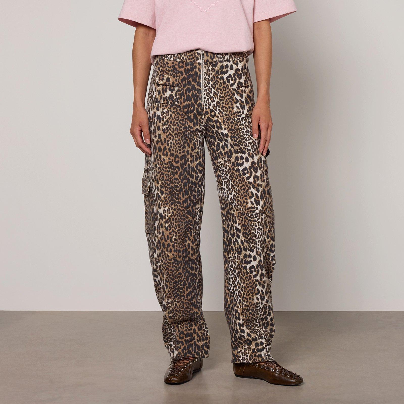 Leopard - Ganni - Women's Open Hem Fleece Joggers - 1