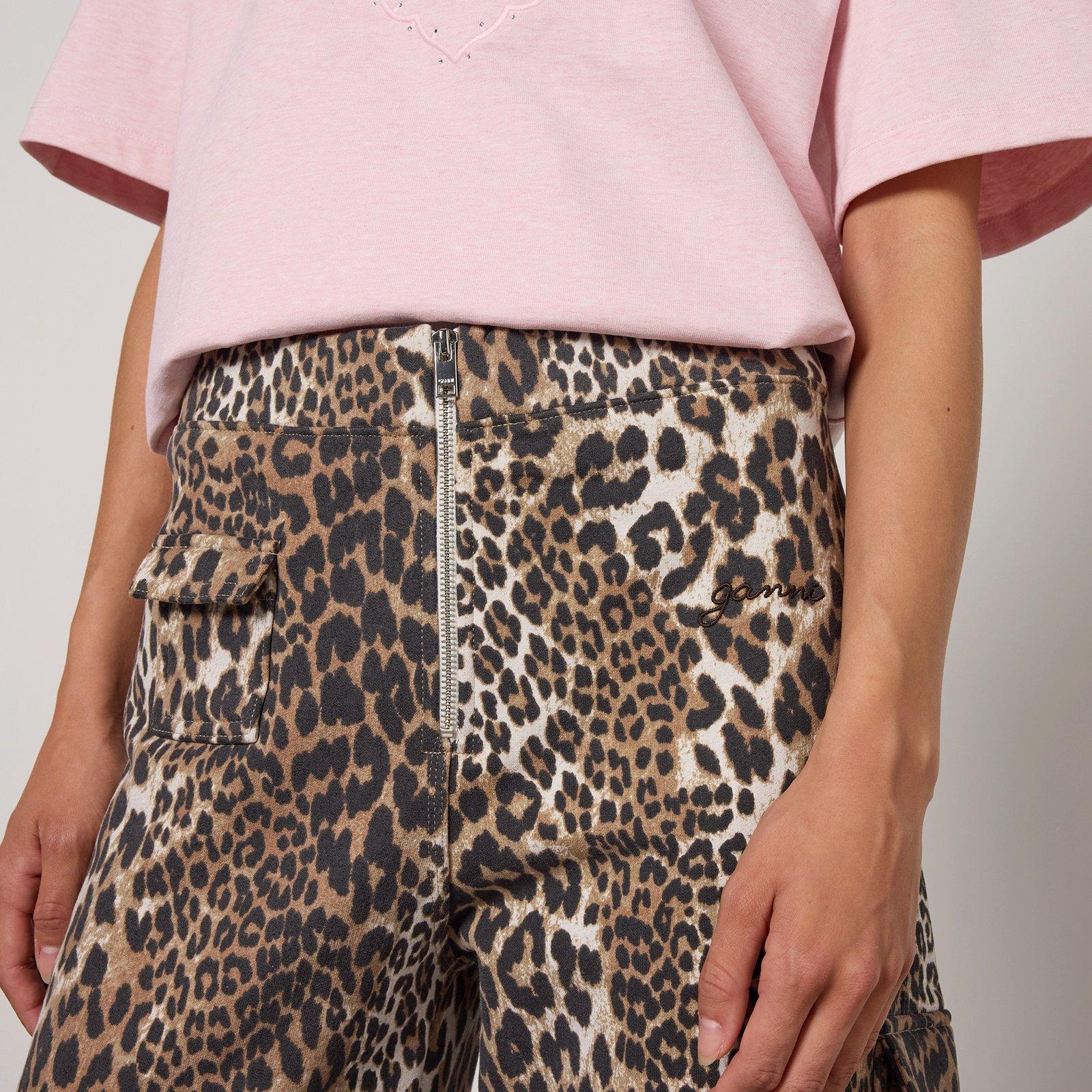 Leopard - Ganni - Women's Open Hem Fleece Joggers - 3