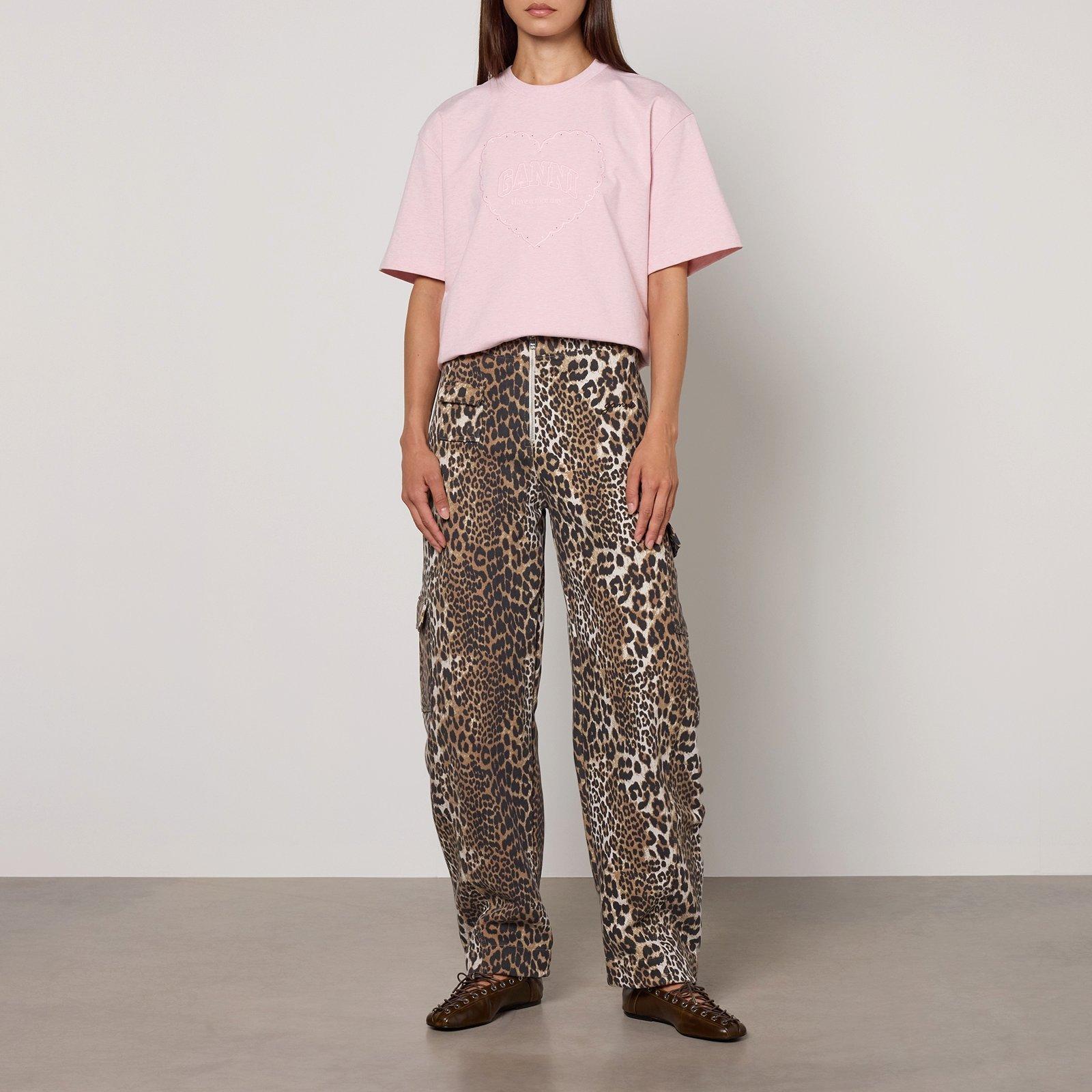 Leopard - Ganni - Women's Open Hem Fleece Joggers - 4