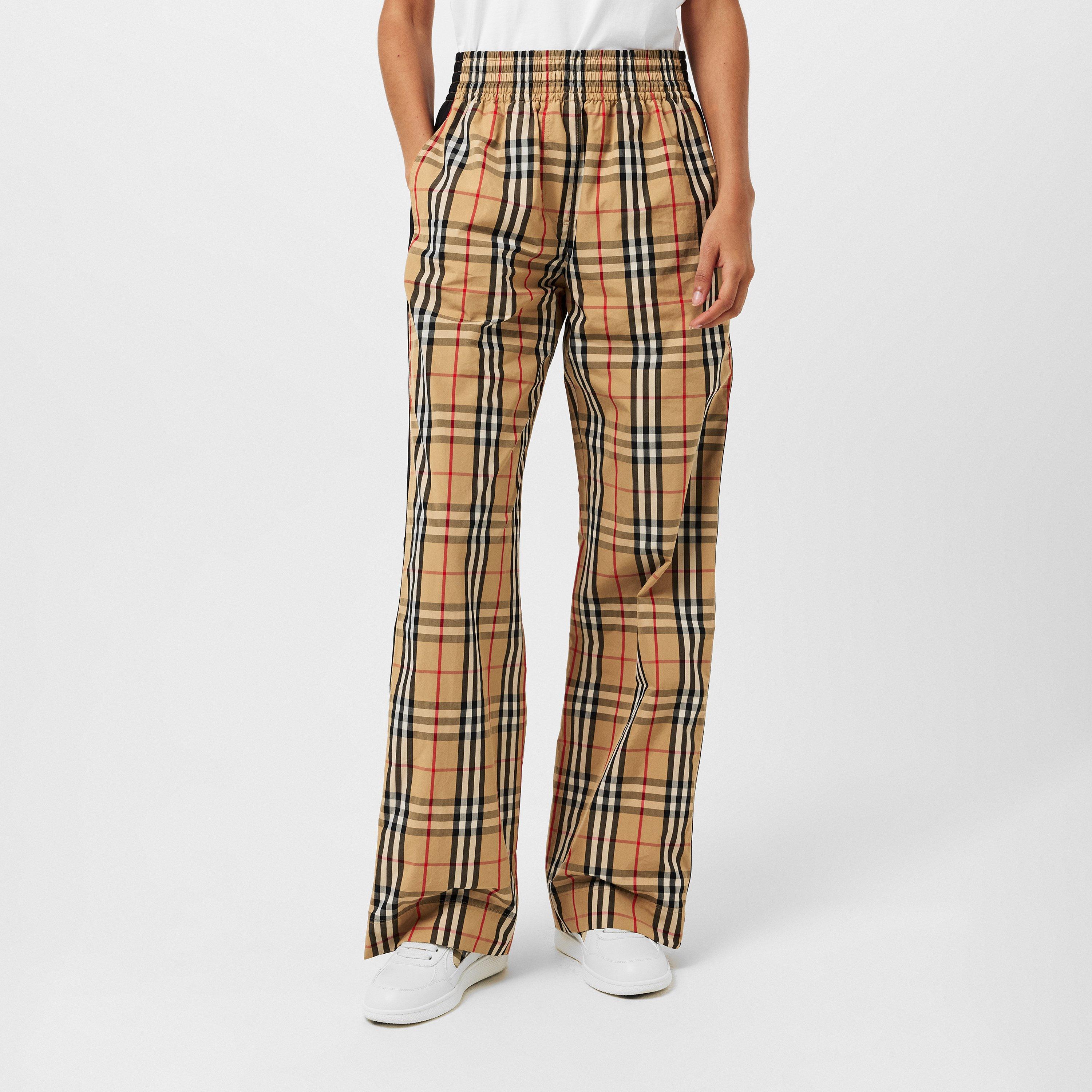 AB Ip Chk - Burberry - Women's Check Wide Leg Trousers - 3