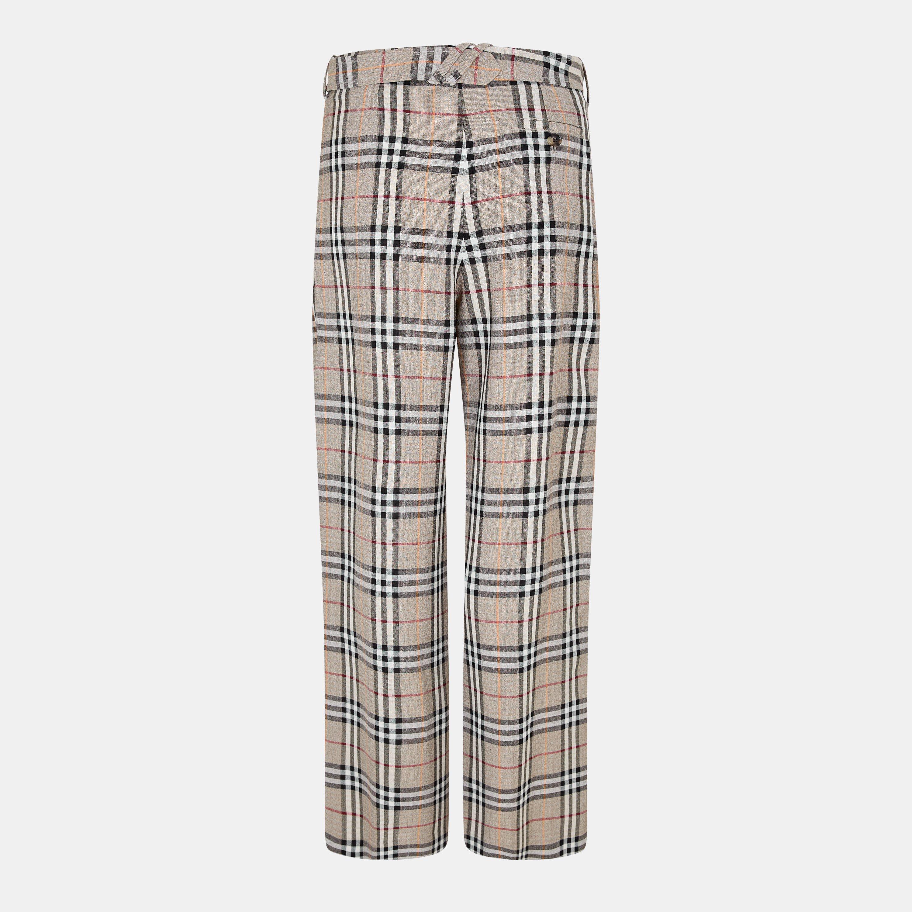 Limestone IC - Burberry - Women's Burb Check Wide Leg Trousers - 2