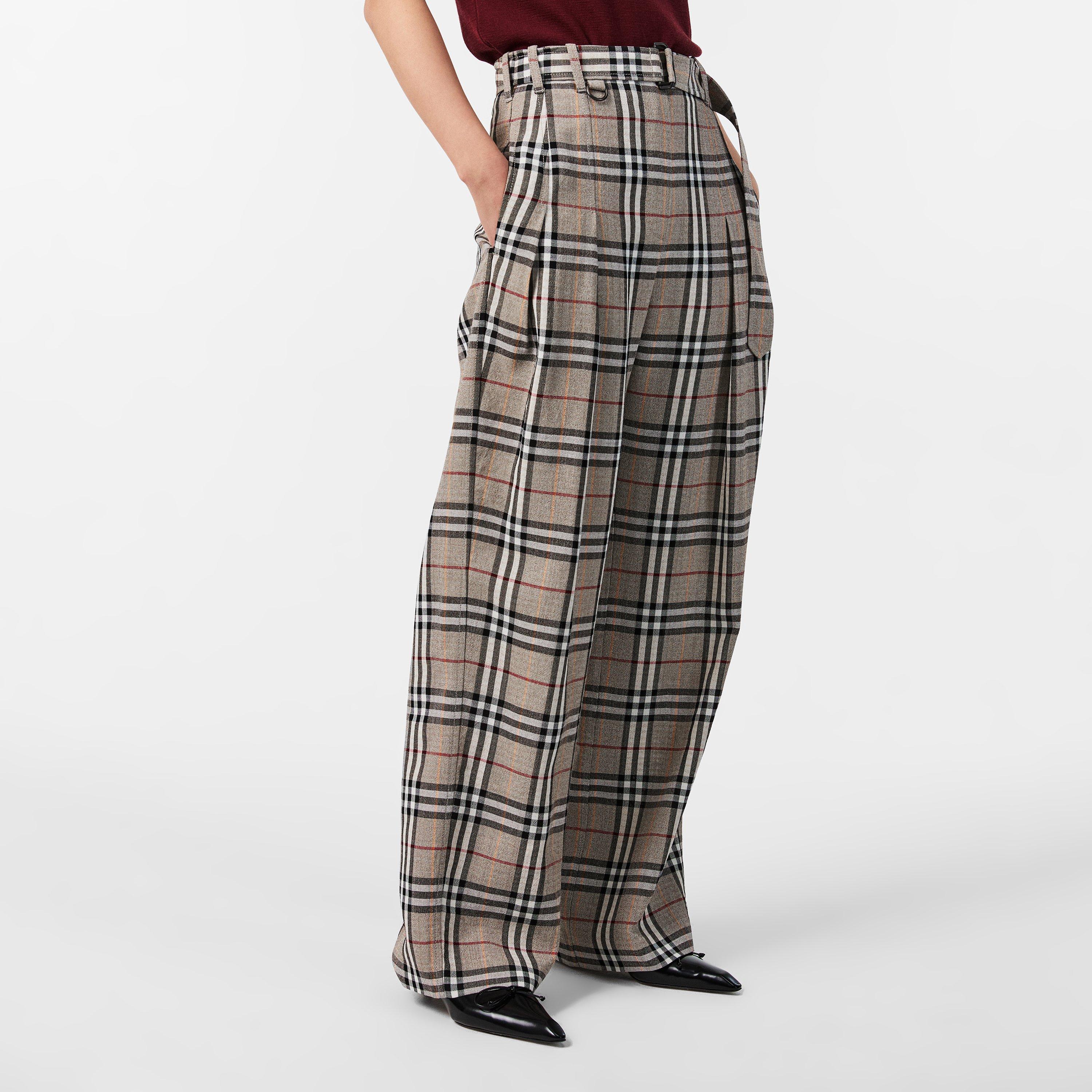 Limestone IC - Burberry - Women's Burb Check Wide Leg Trousers - 3
