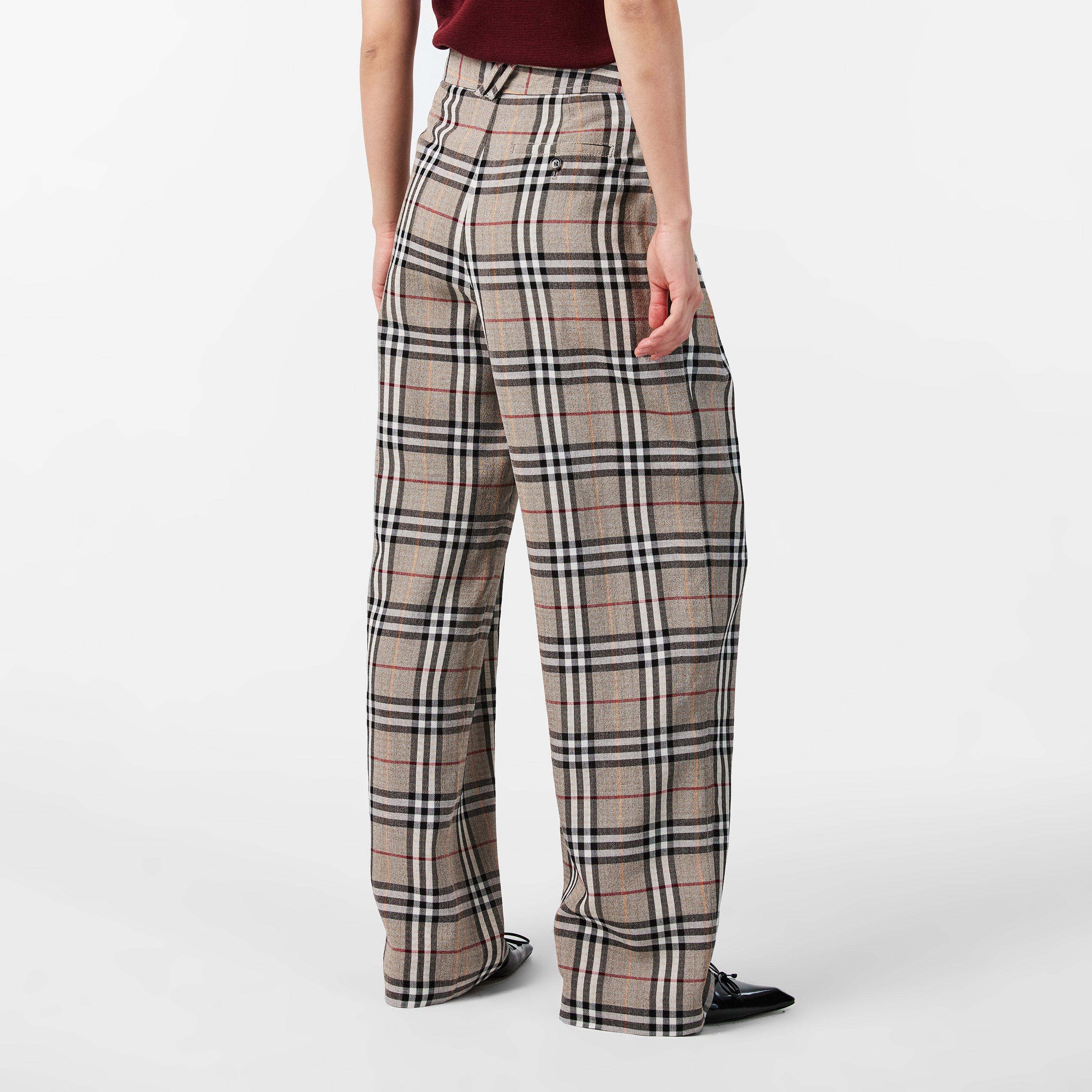 Limestone IC - Burberry - Women's Burb Check Wide Leg Trousers - 4