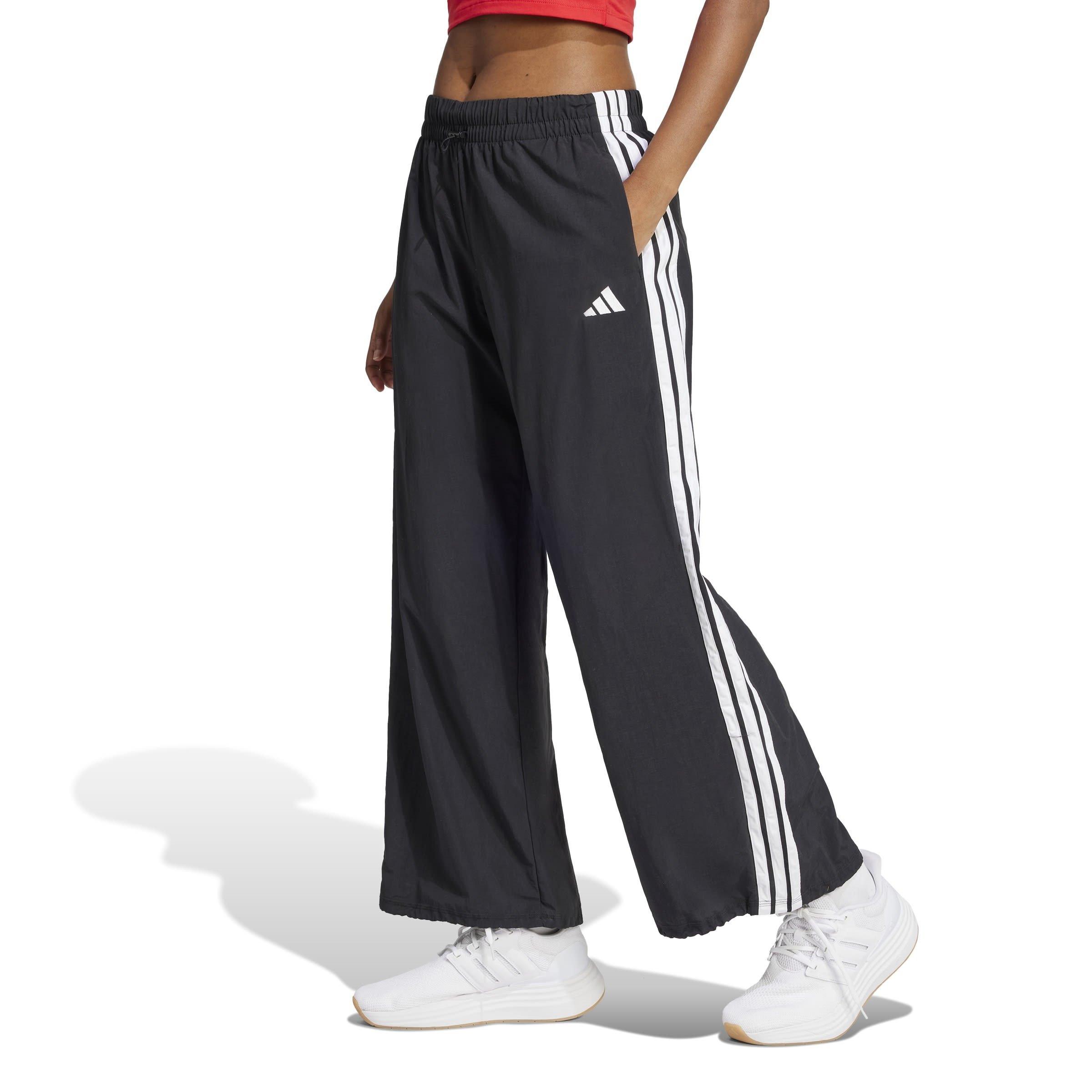 Black/White - adidas - Essentials 3-Stripe Parachute Tracksuit Bottoms Womens - 2