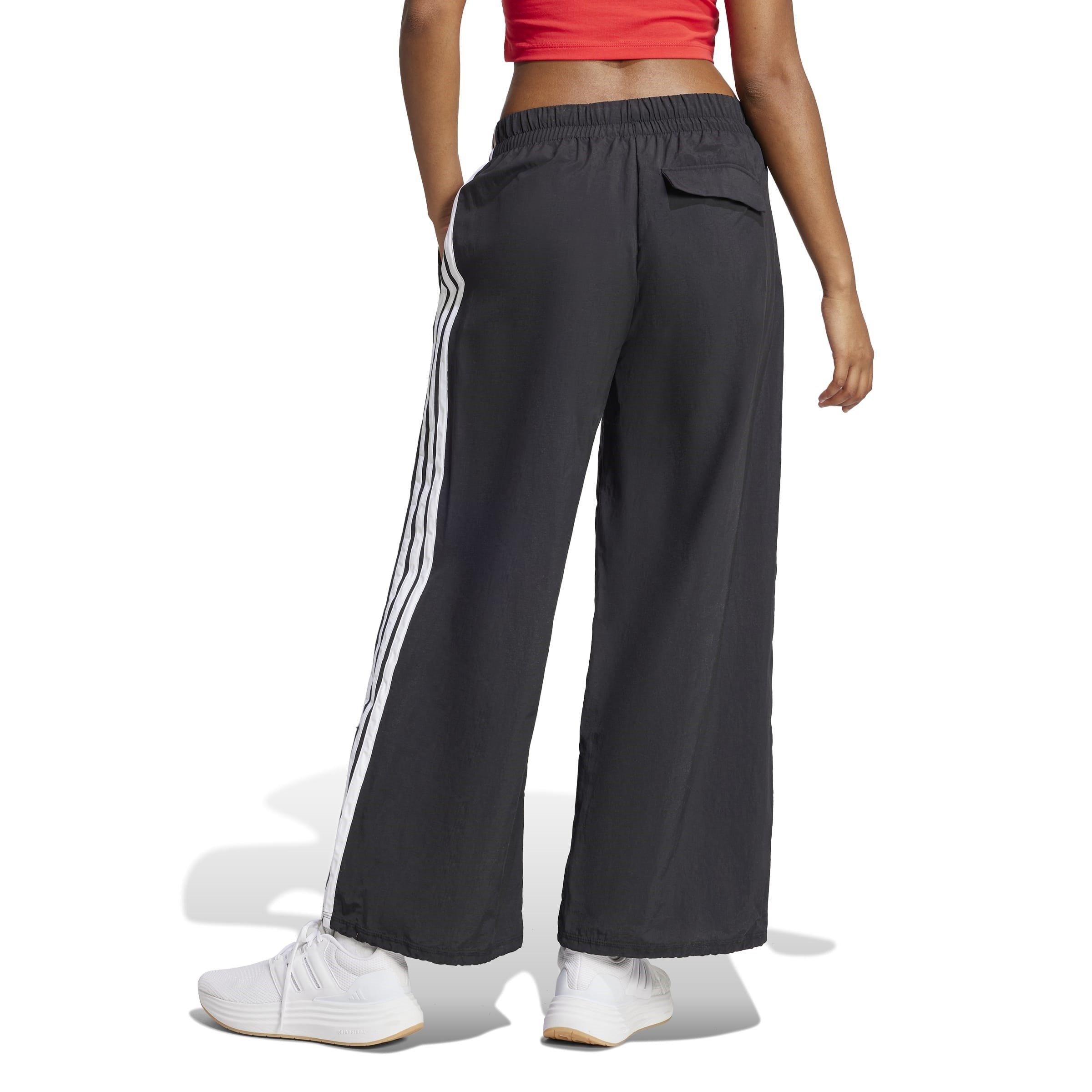 Black/White - adidas - Essentials 3-Stripe Parachute Tracksuit Bottoms Womens - 3