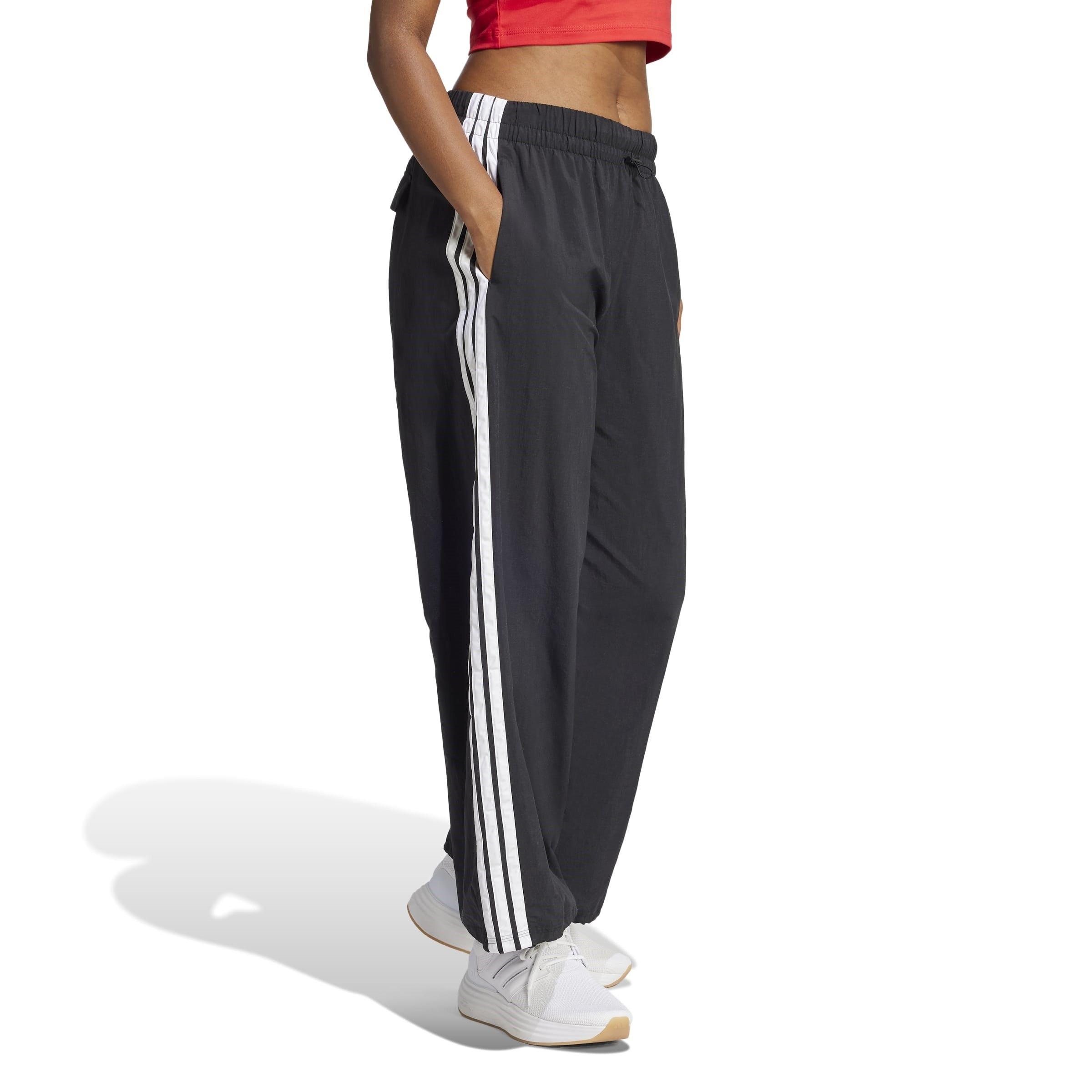 Black/White - adidas - Essentials 3-Stripe Parachute Tracksuit Bottoms Womens - 4