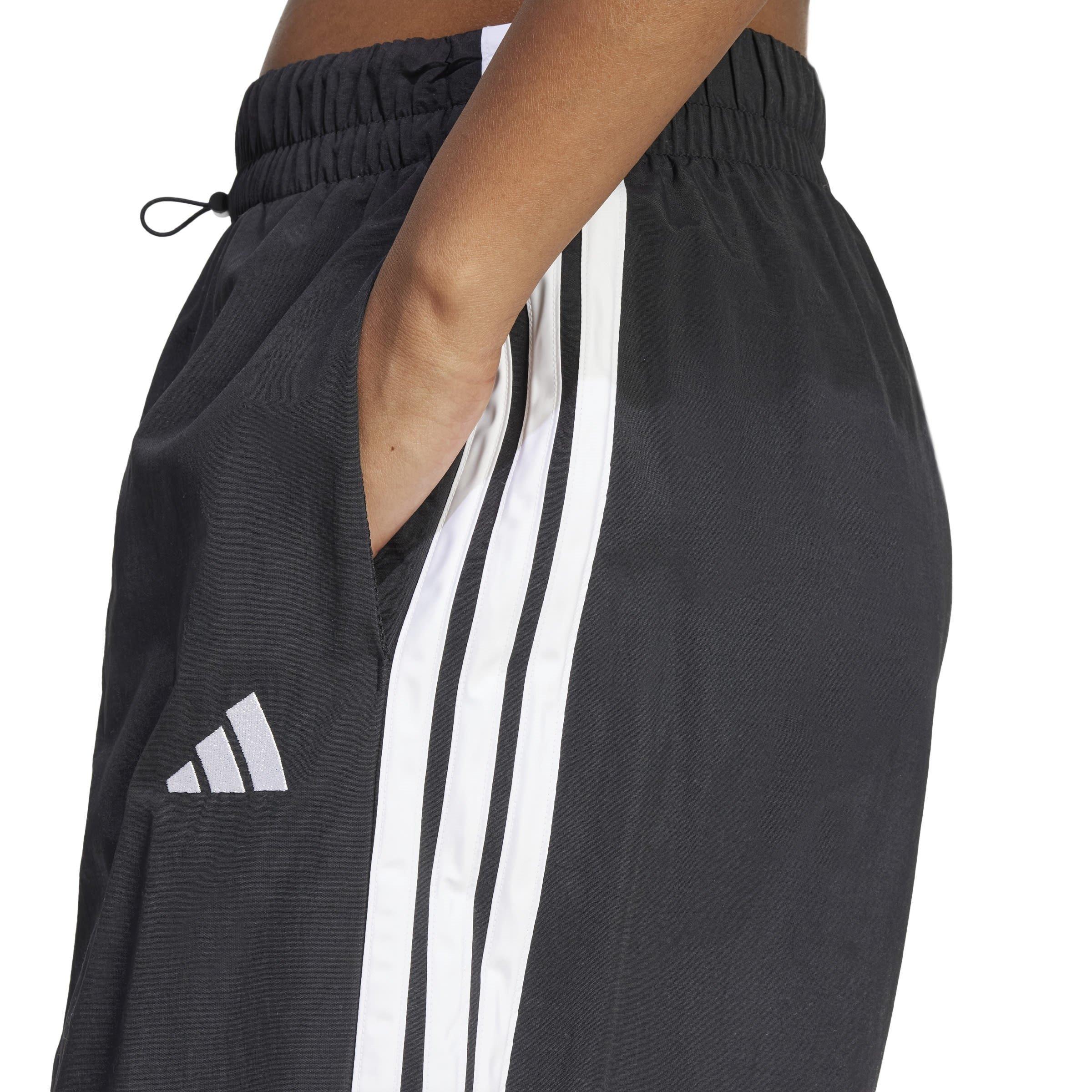 Black/White - adidas - Essentials 3-Stripe Parachute Tracksuit Bottoms Womens - 5