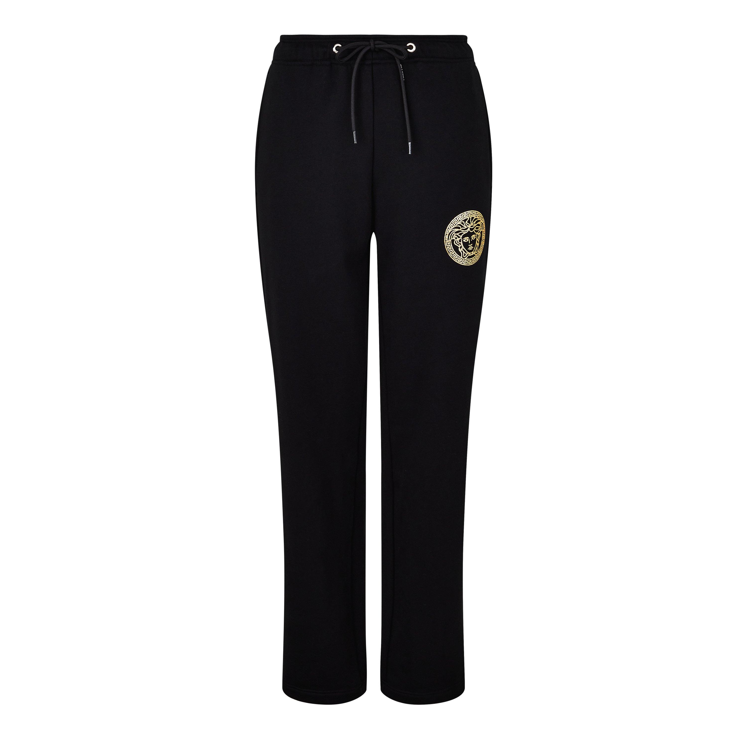 Black/Gold - Versace - Women's Medusa Open Hem Jersey Joggers - 5
