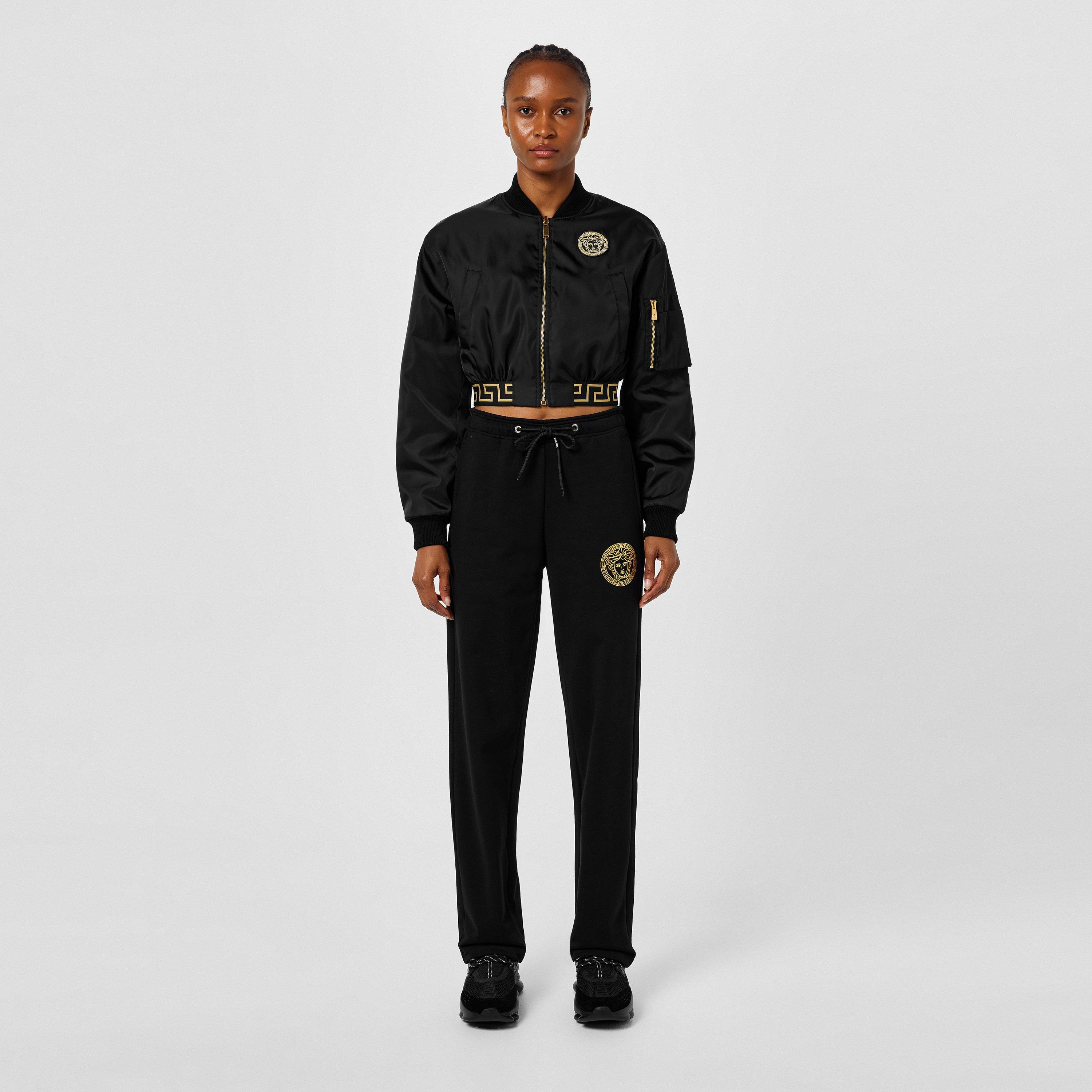 Black/Gold - Versace - Women's Medusa Open Hem Jersey Joggers - 4