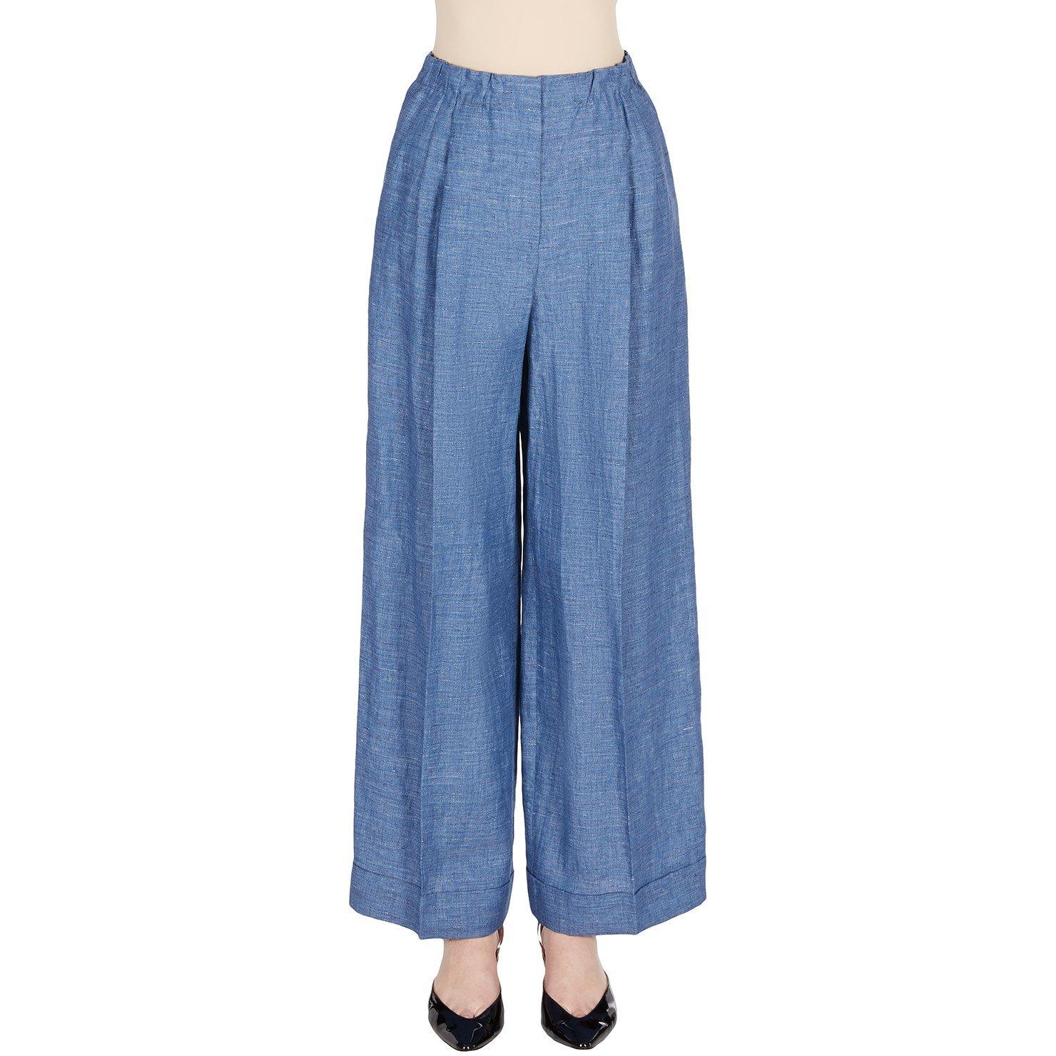 Emporio Armani Linen Trsrs Ld99 Wide Leg Trousers Sports Direct