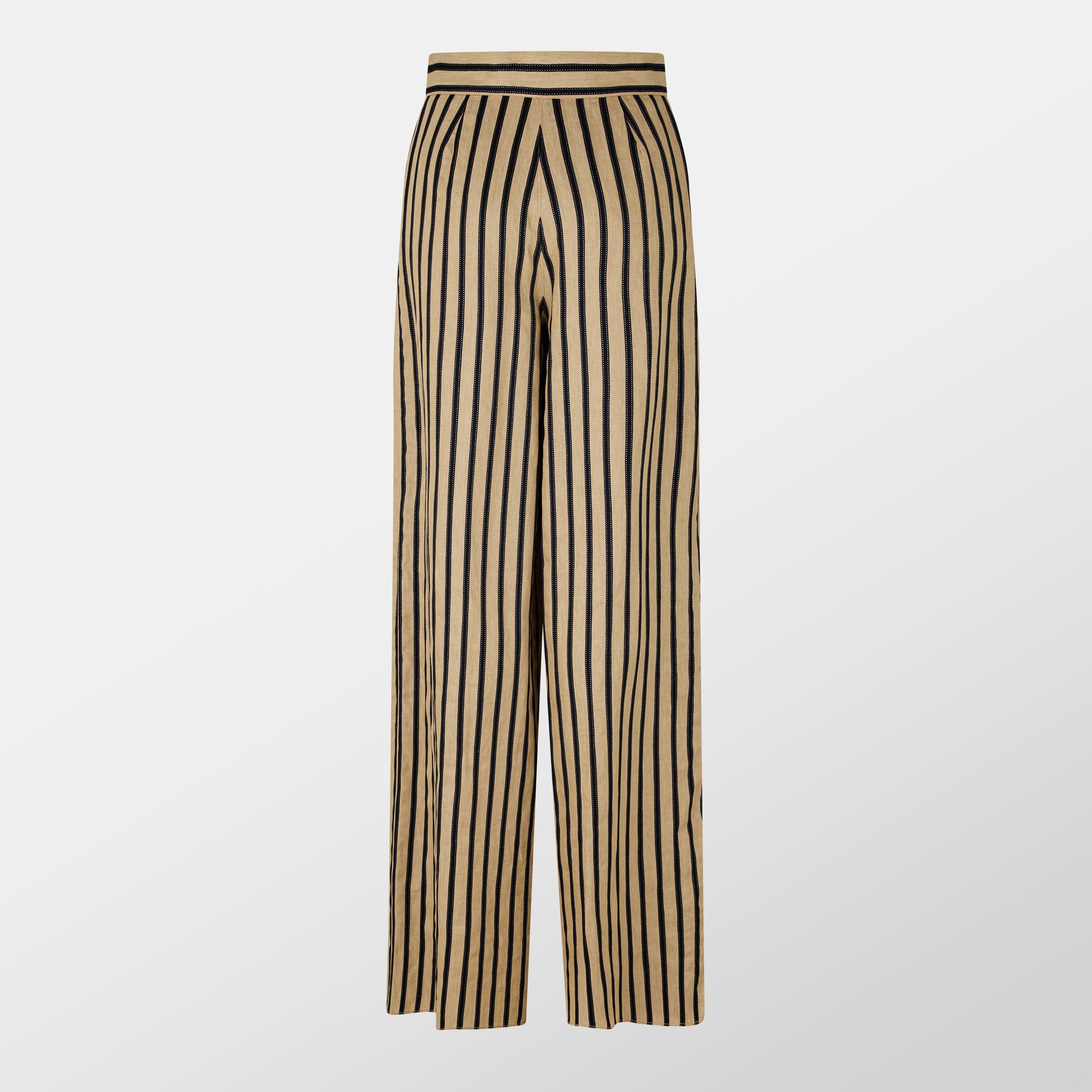 Sand - Max Mara - Cestino Striped Palazzo Trousers - 2