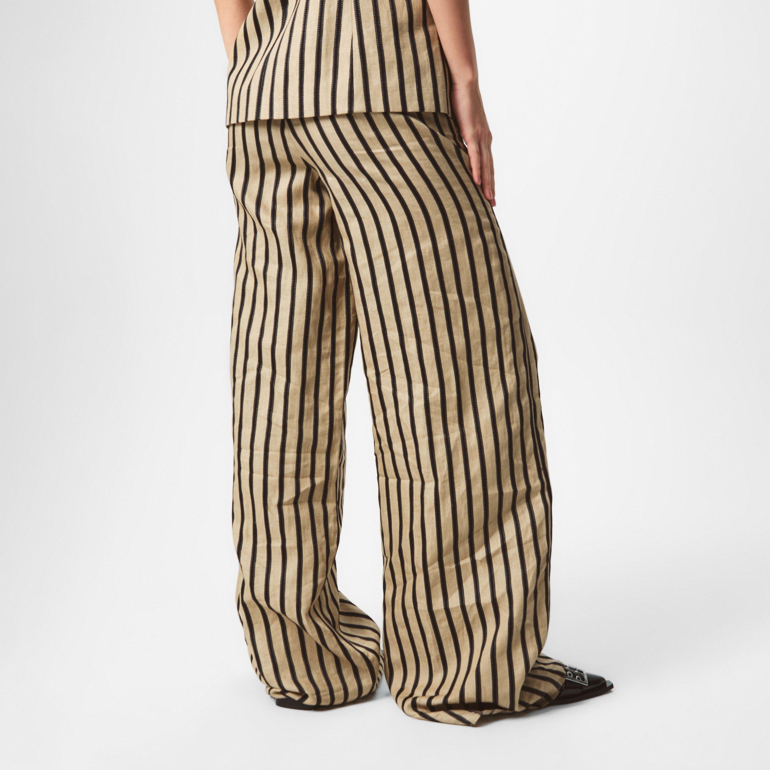 Sand - Max Mara - Cestino Striped Palazzo Trousers - 4