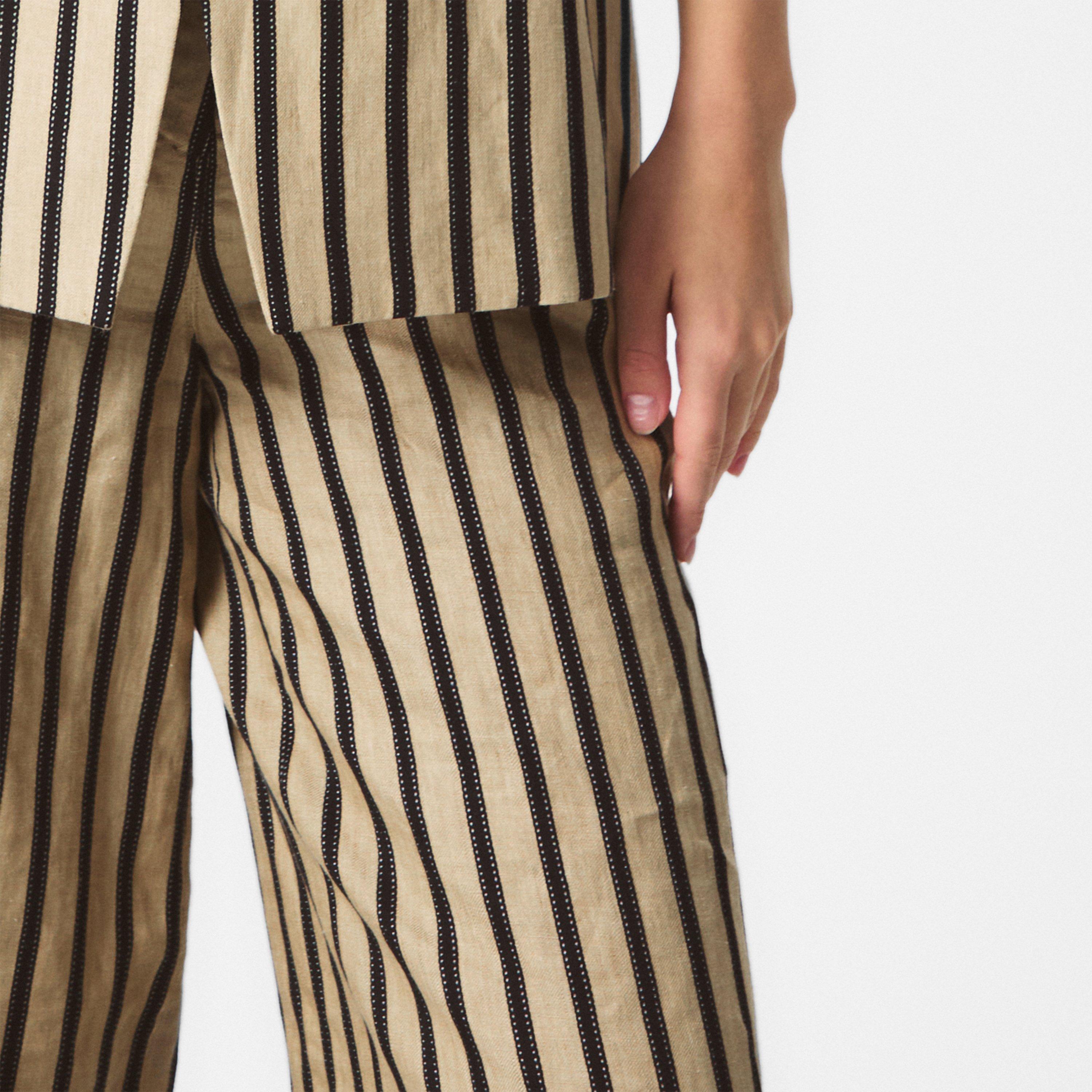Sand - Max Mara - Cestino Striped Palazzo Trousers - 5