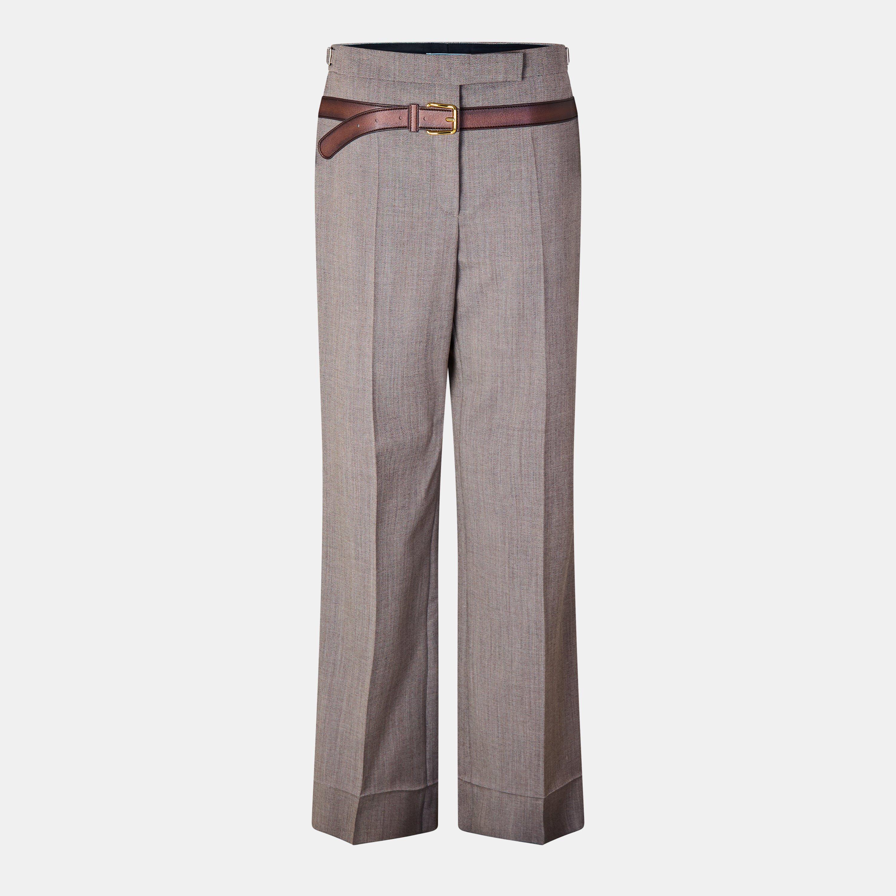 Prada Women's Trompe High-Rise Wide Leg Trousers - ARGILLA - Size 40 (UK 8)