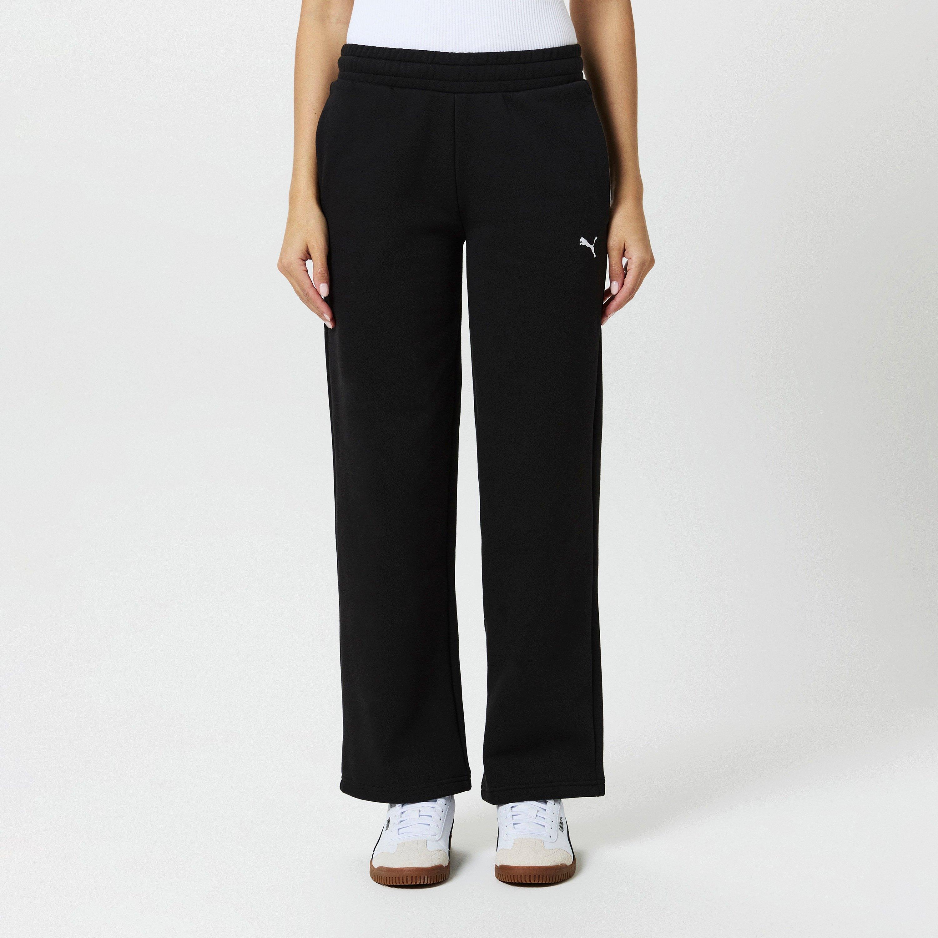 Black - Puma - Women's Wide Leg Open Bottom Fleece Joggers - 1