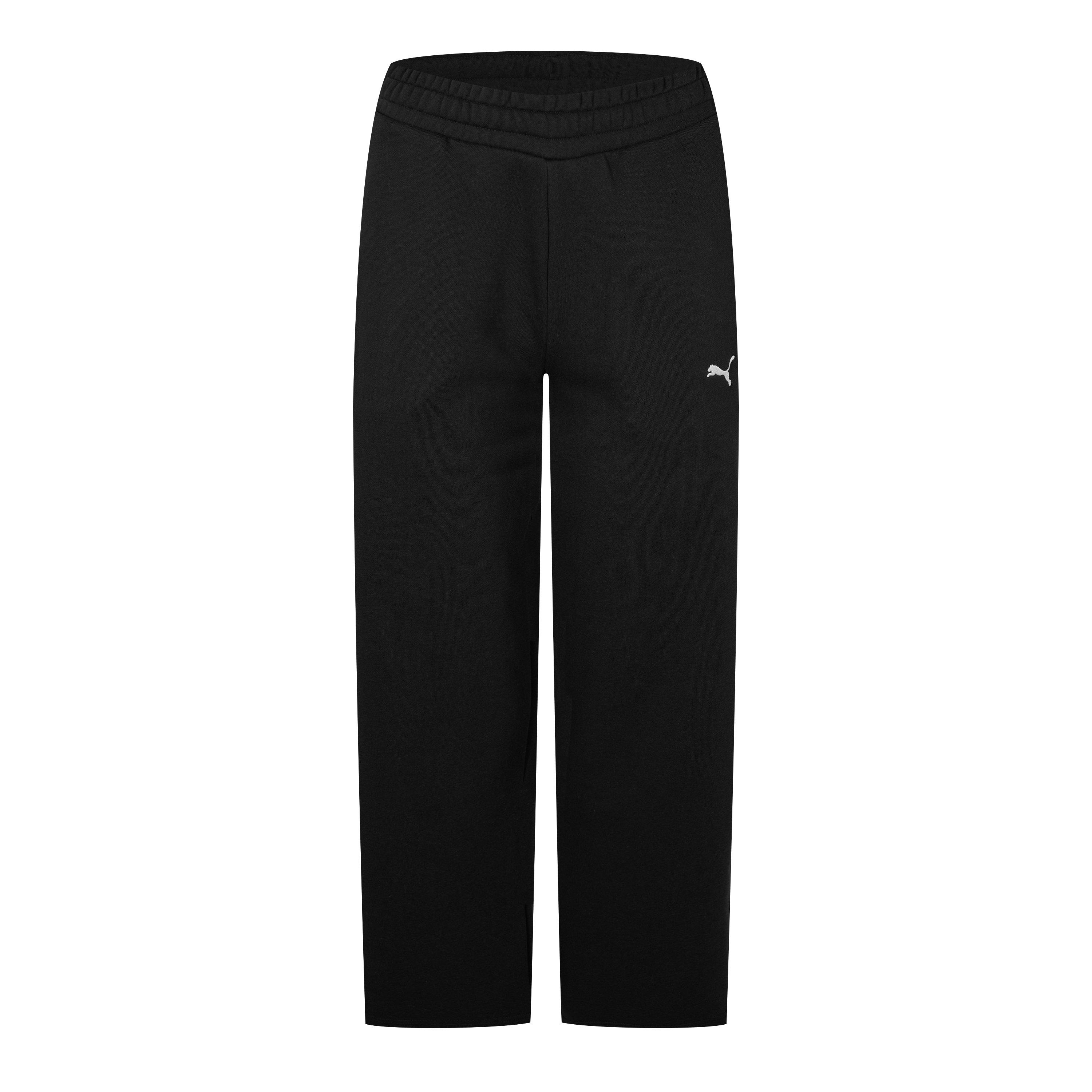 Black - Puma - Wide Leg Open Hem Fleece Joggers - 5