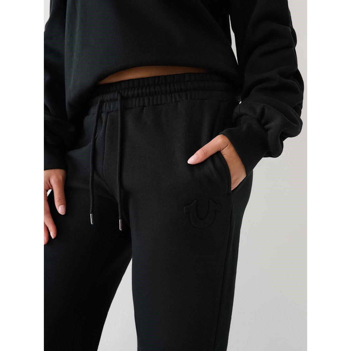 Jet Black - True Religion - Open Hem Fleece Joggers - 3