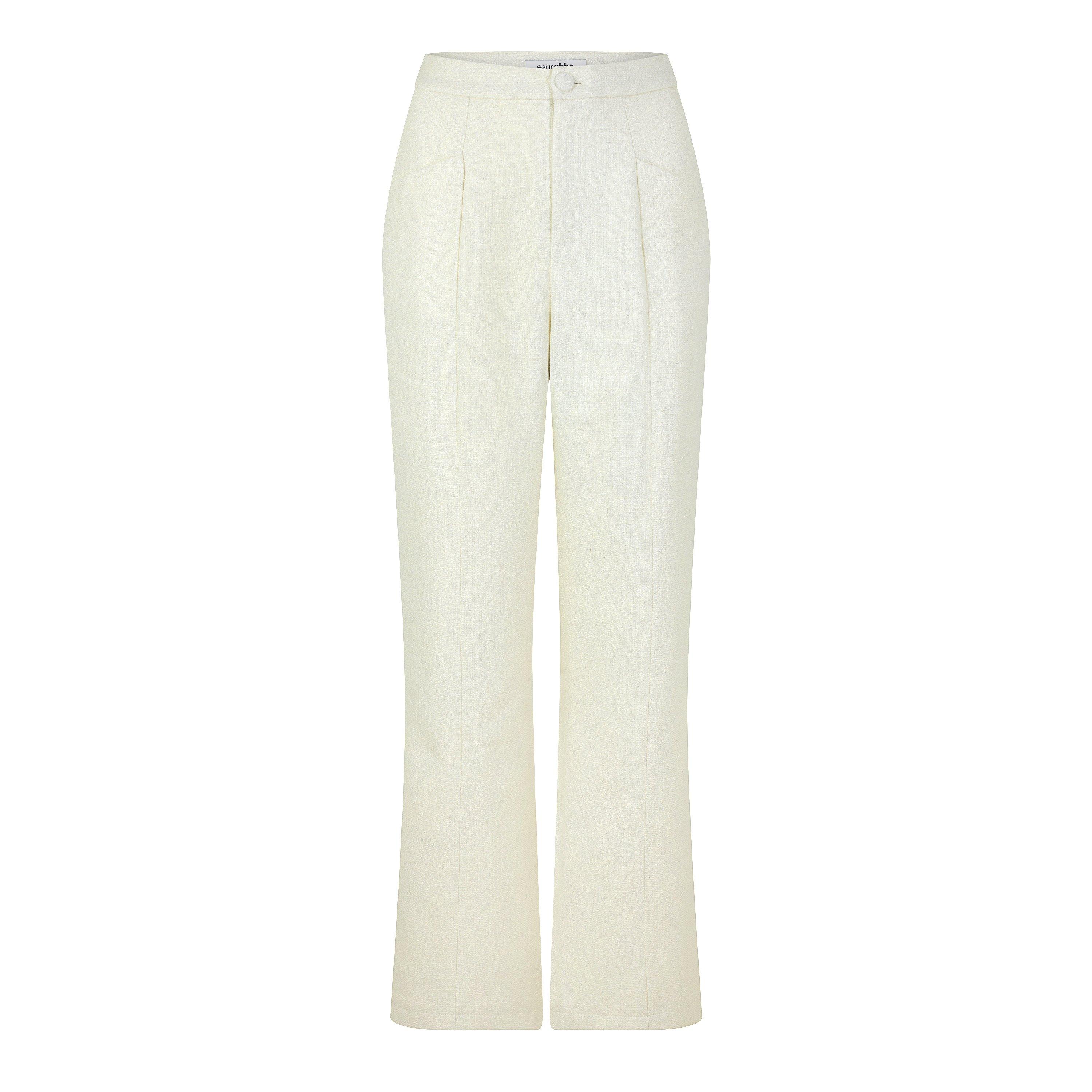 White - Odd Muse - Odd Muse Tweed Slim Flare Trousers - 1