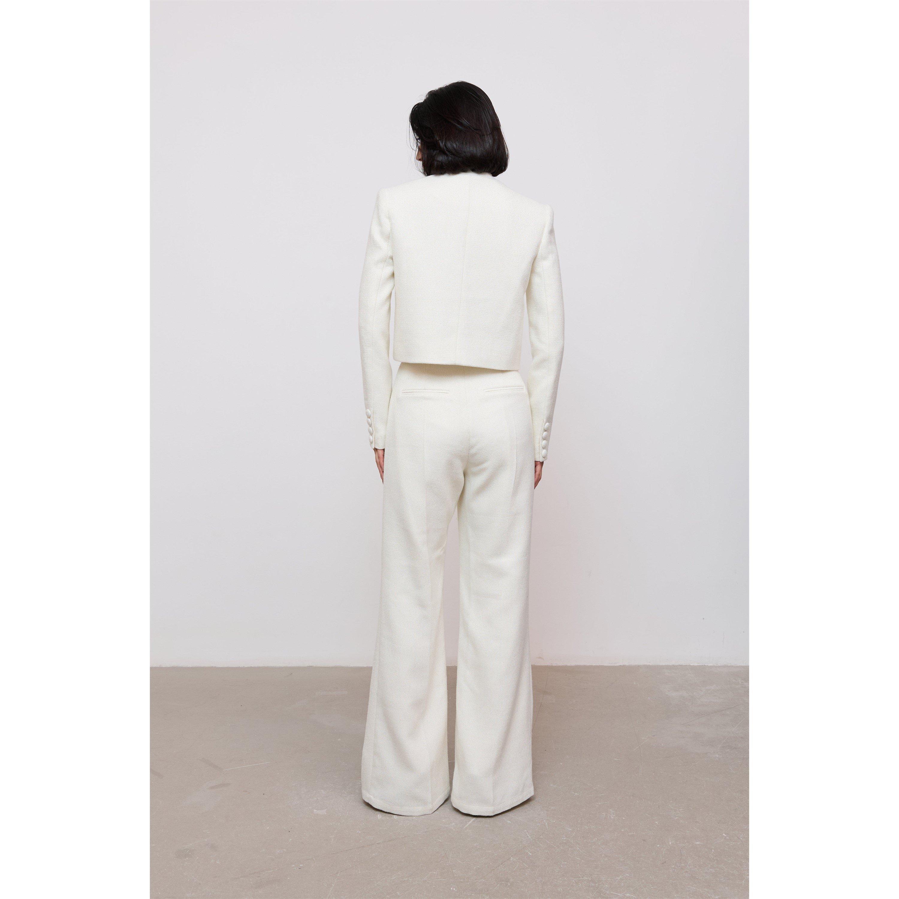 White - Odd Muse - Odd Muse Tweed Slim Flare Trousers - 3