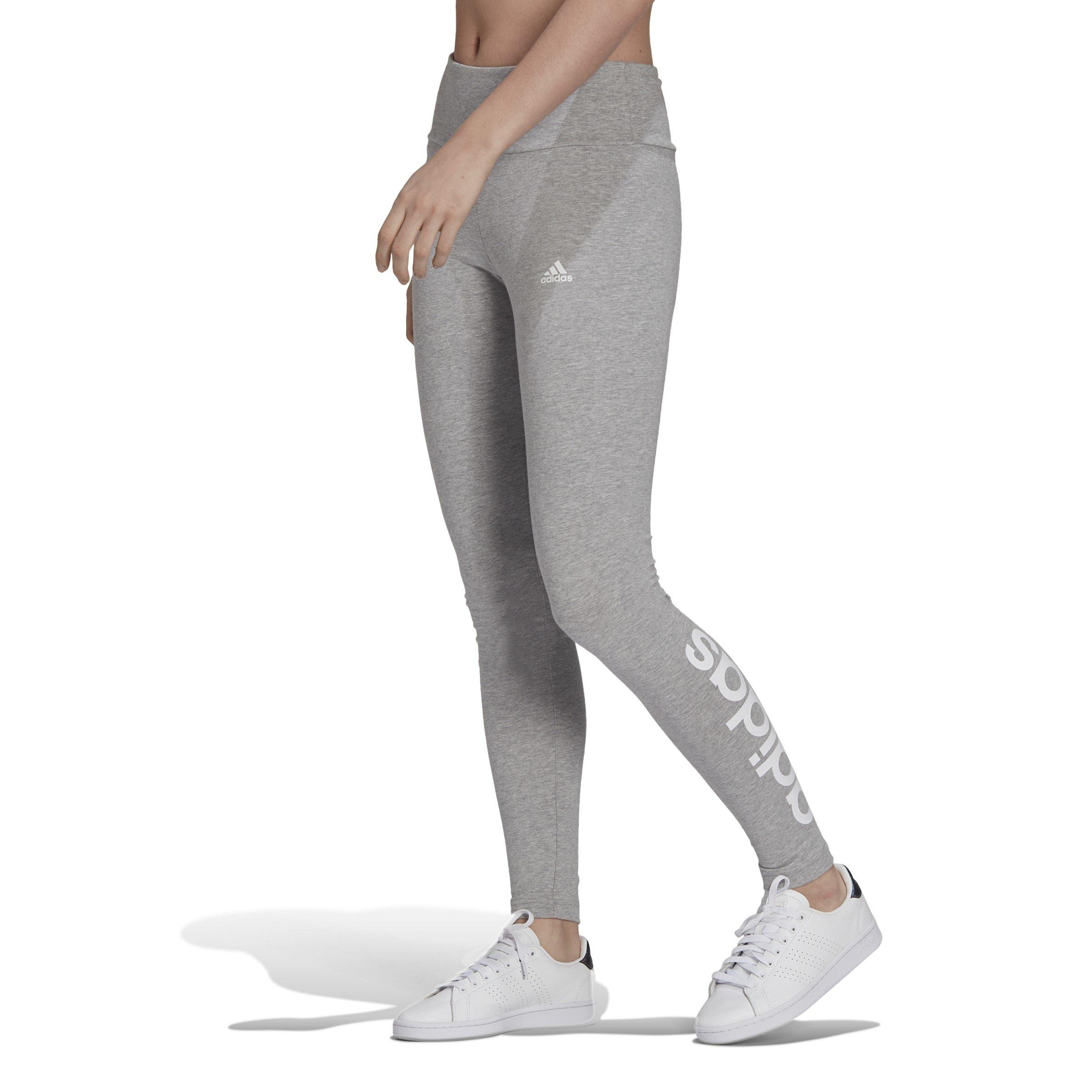 M.Grey/White - adidas - Essentials Logo Womens High Waisted Leggings - 2