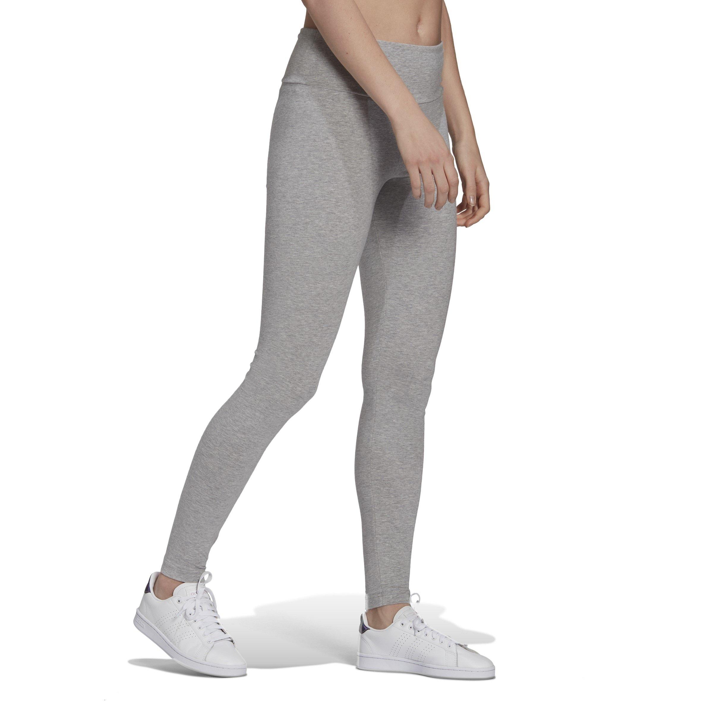 M.Grey/White - adidas - Essentials Logo Womens High Waisted Leggings - 4