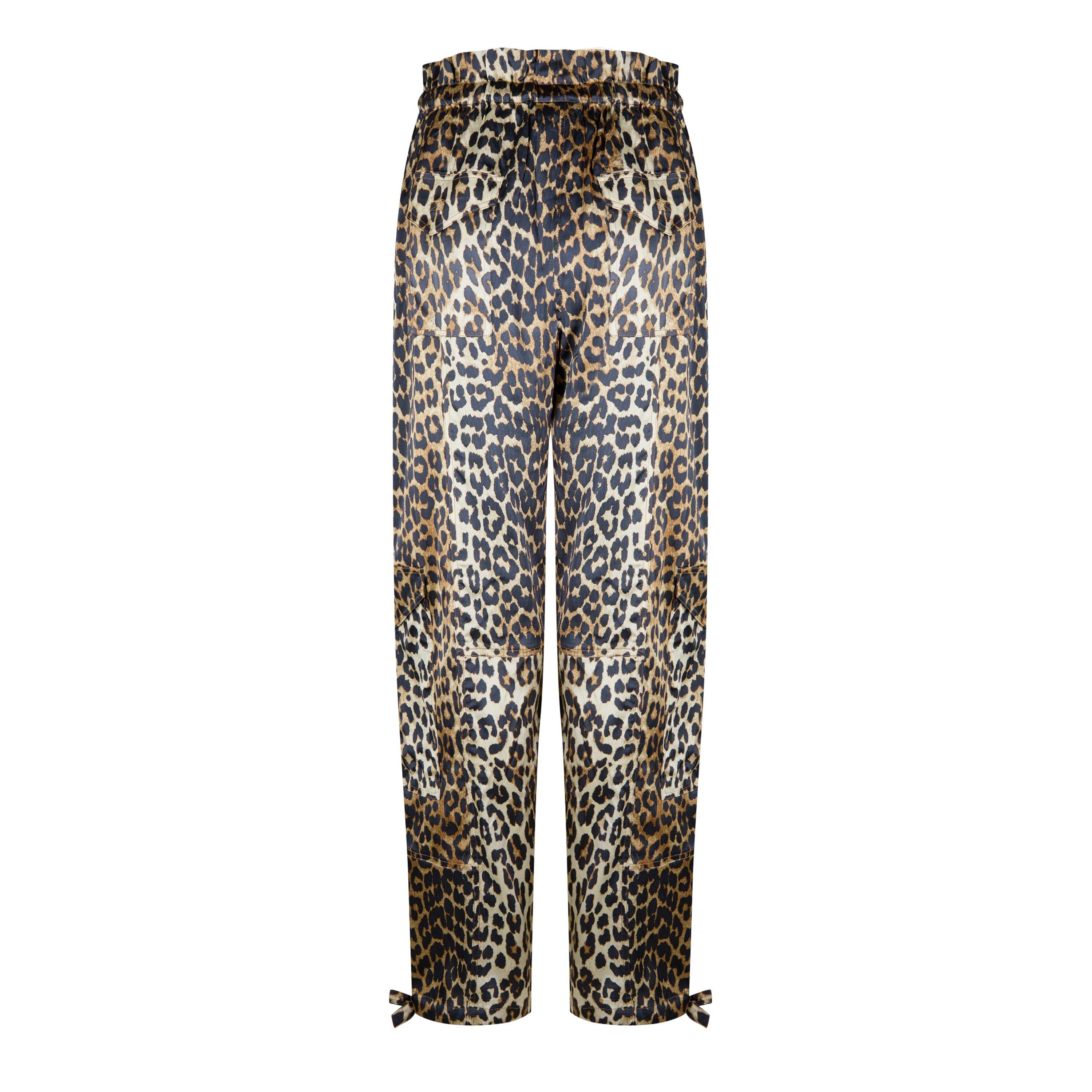 Leopard - Ganni - Women's Satin Cargo Trousers - 6