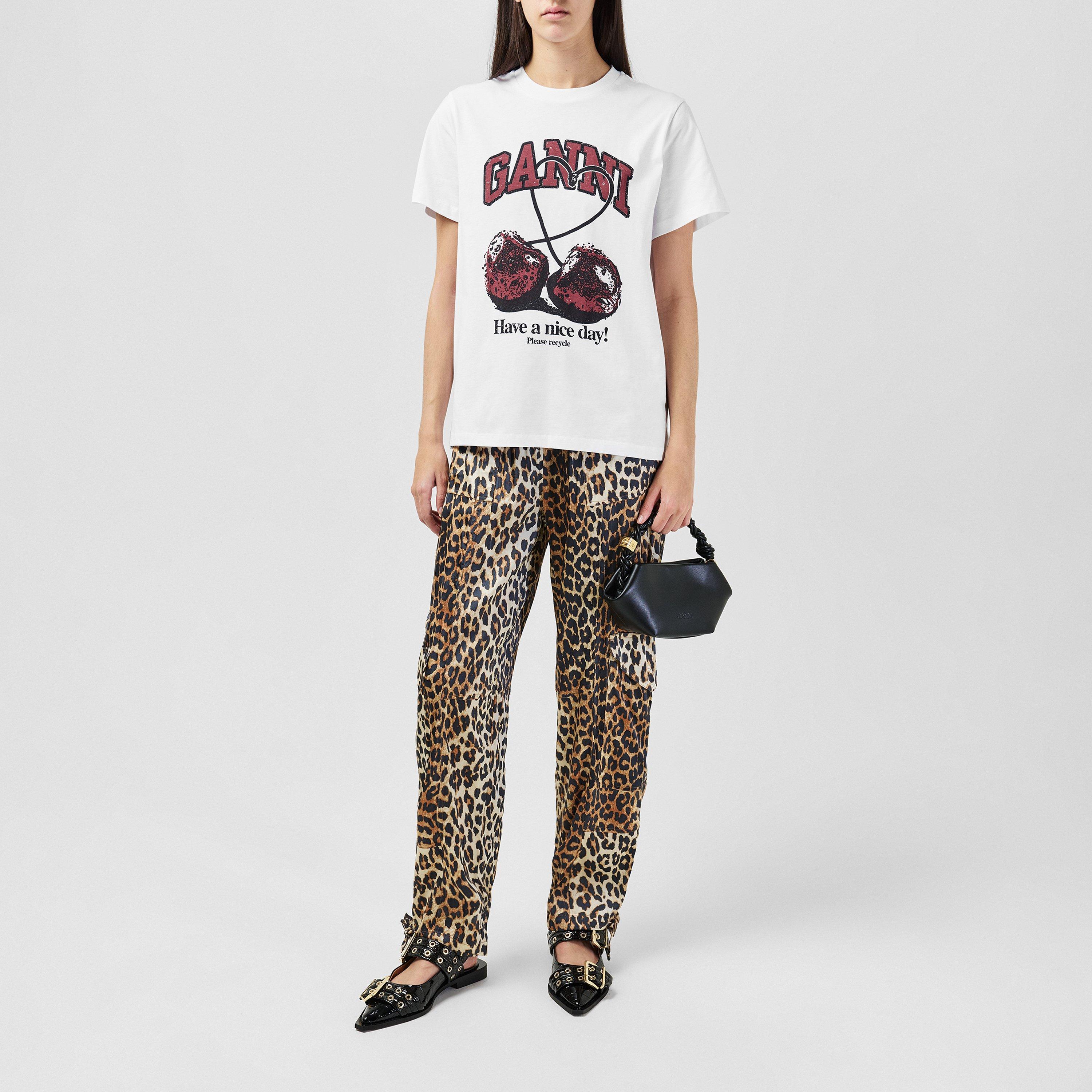 Leopard - Ganni - Women's Satin Cargo Trousers - 4