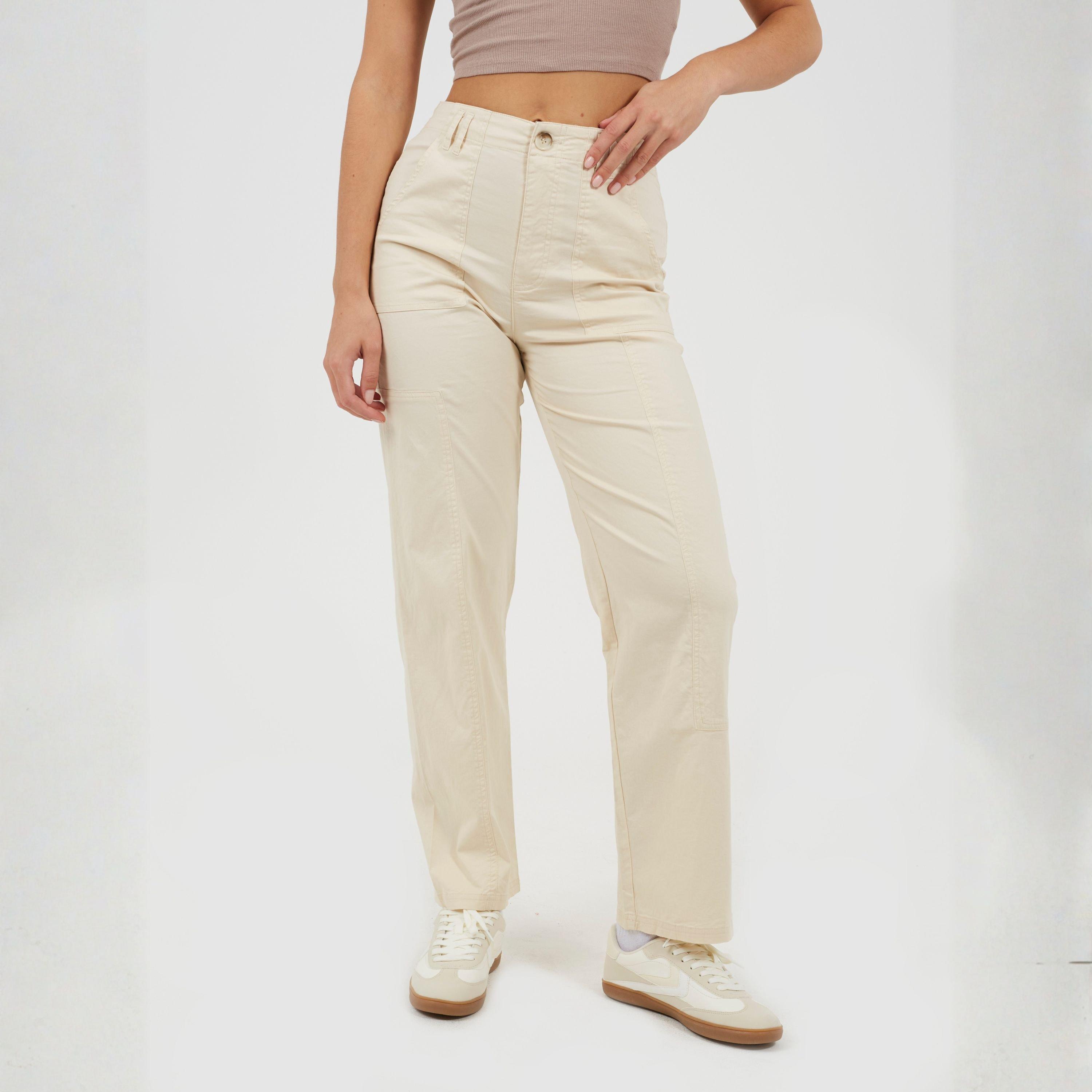 Cream - Brave Soul - Womens Cream Cargo Trousers - 1