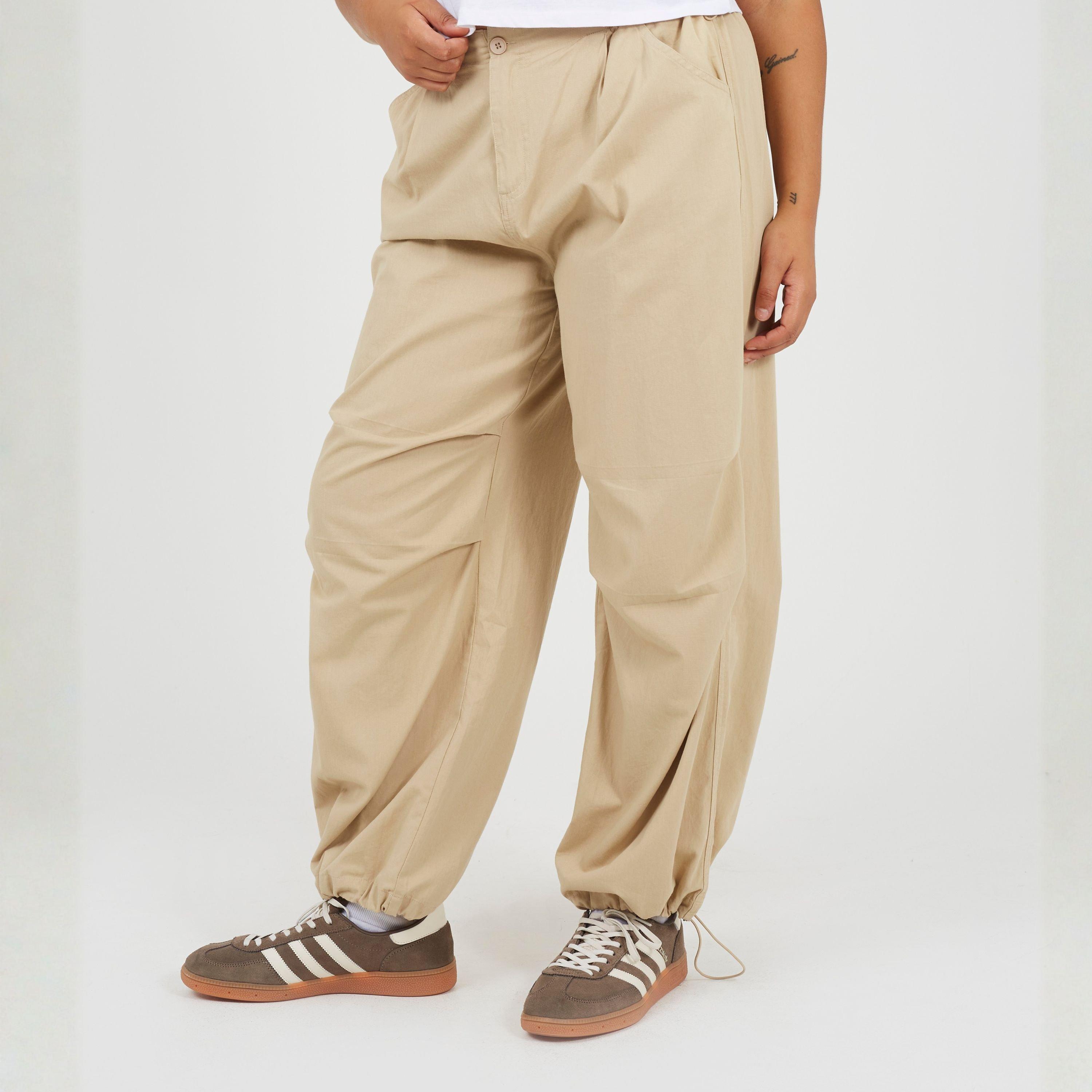Brave Soul Women's Plus Size Utility Cargo Parachute Trousers - Stone - 18 (2XL)