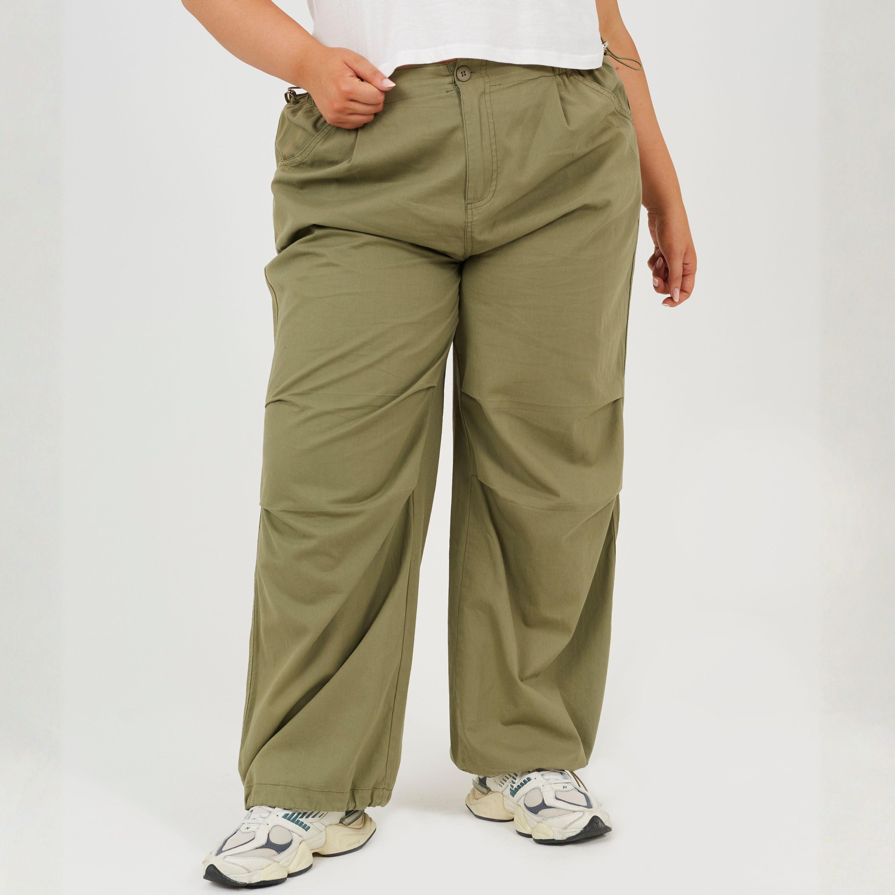 Brave Soul Women's Plus Size Utility Cargo Parachute Trousers - Khaki - 20 (3XL)