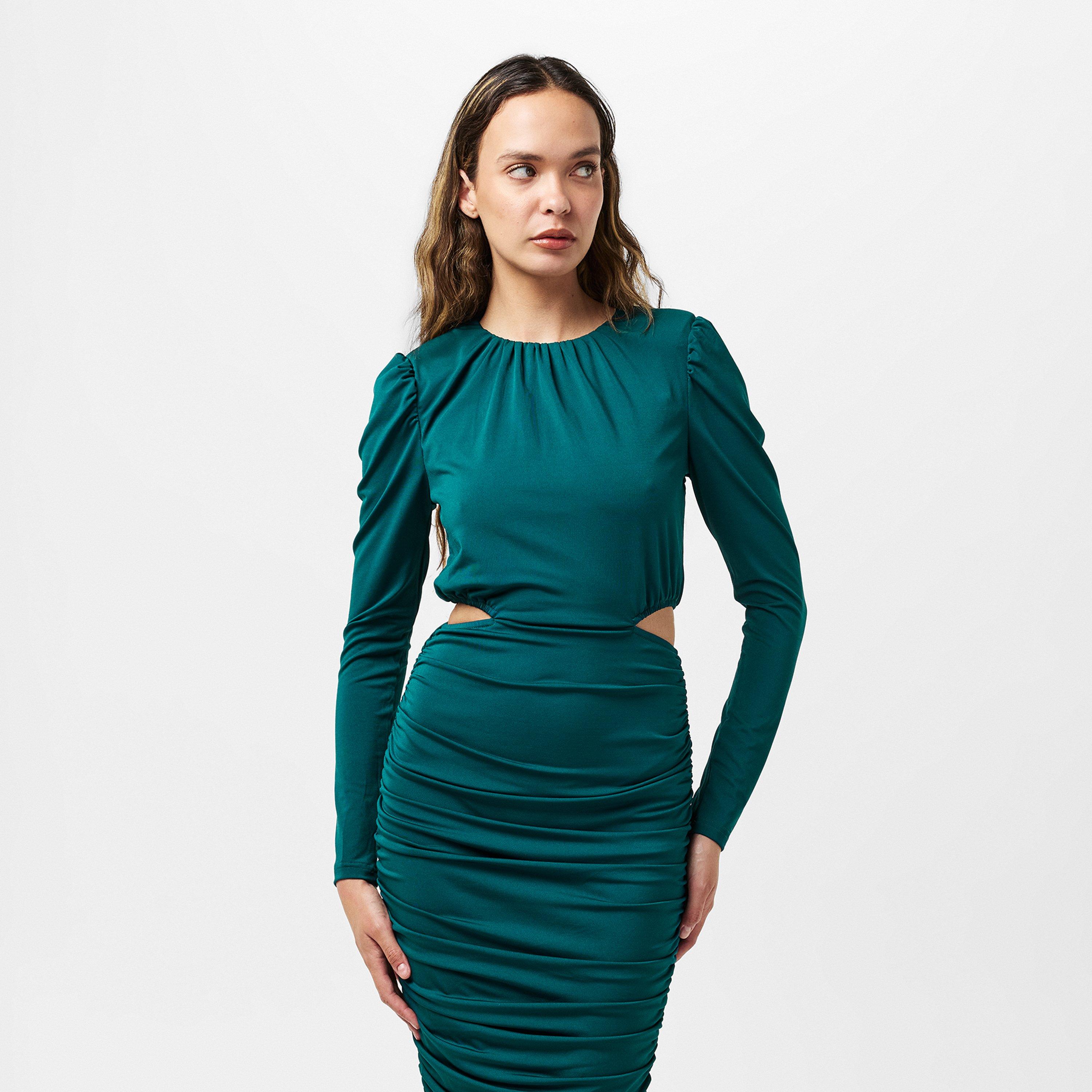 Green - AX Paris - Teal Cut Out Waist Midi Dress - 3