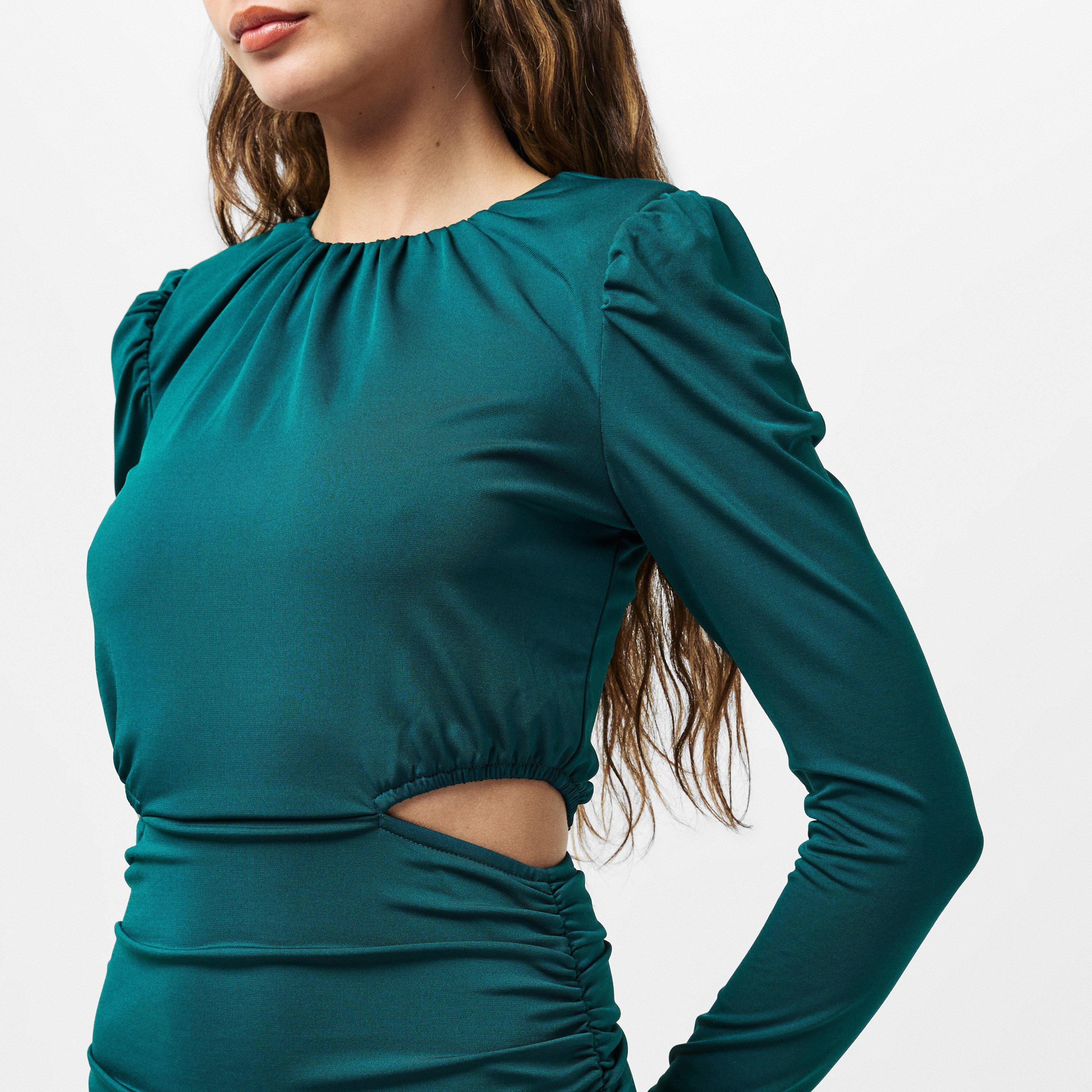 Green - AX Paris - Teal Cut Out Waist Midi Dress - 5