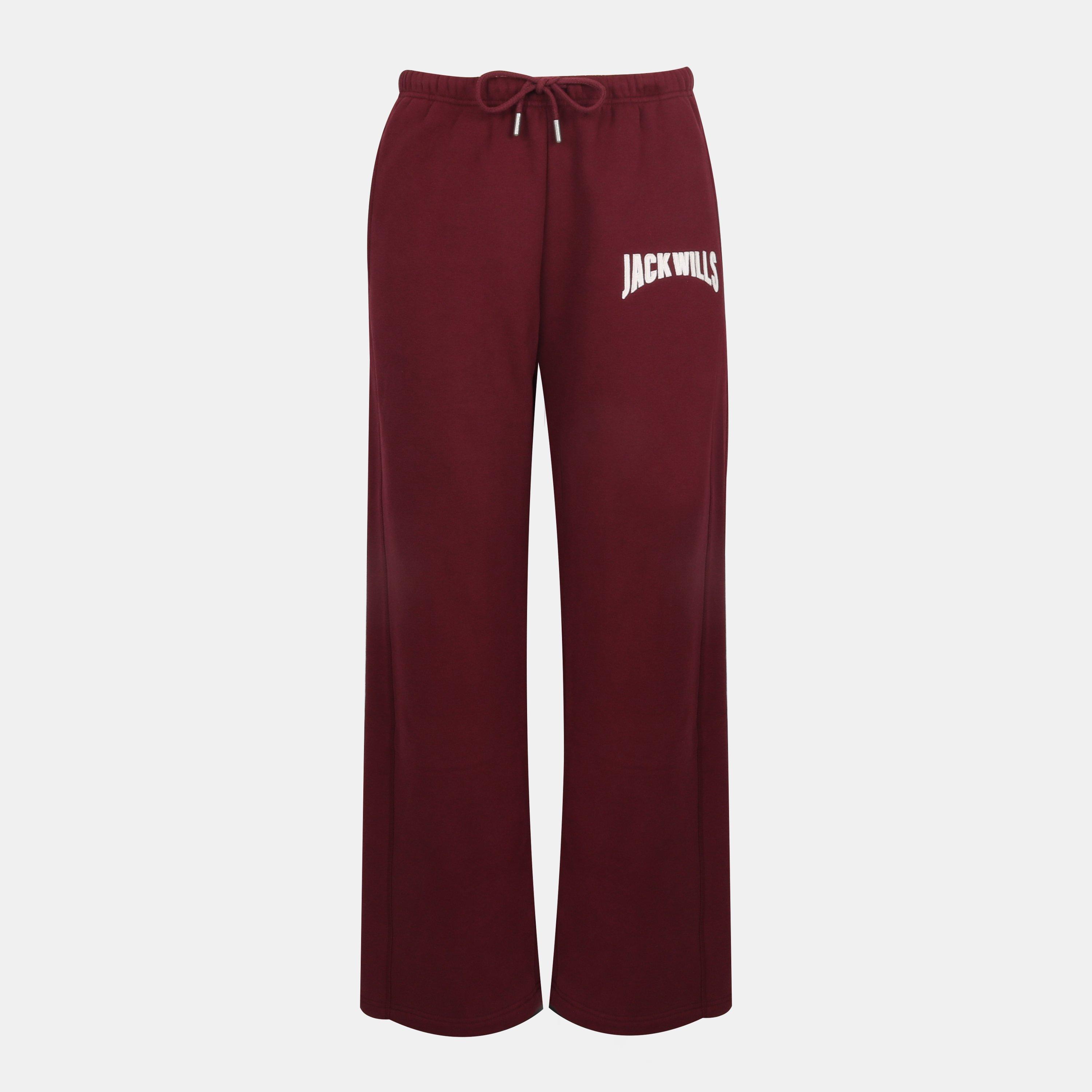 Burgundy - Jack Wills - Women's JW Varsity Open Hem Fleece Joggers - 1