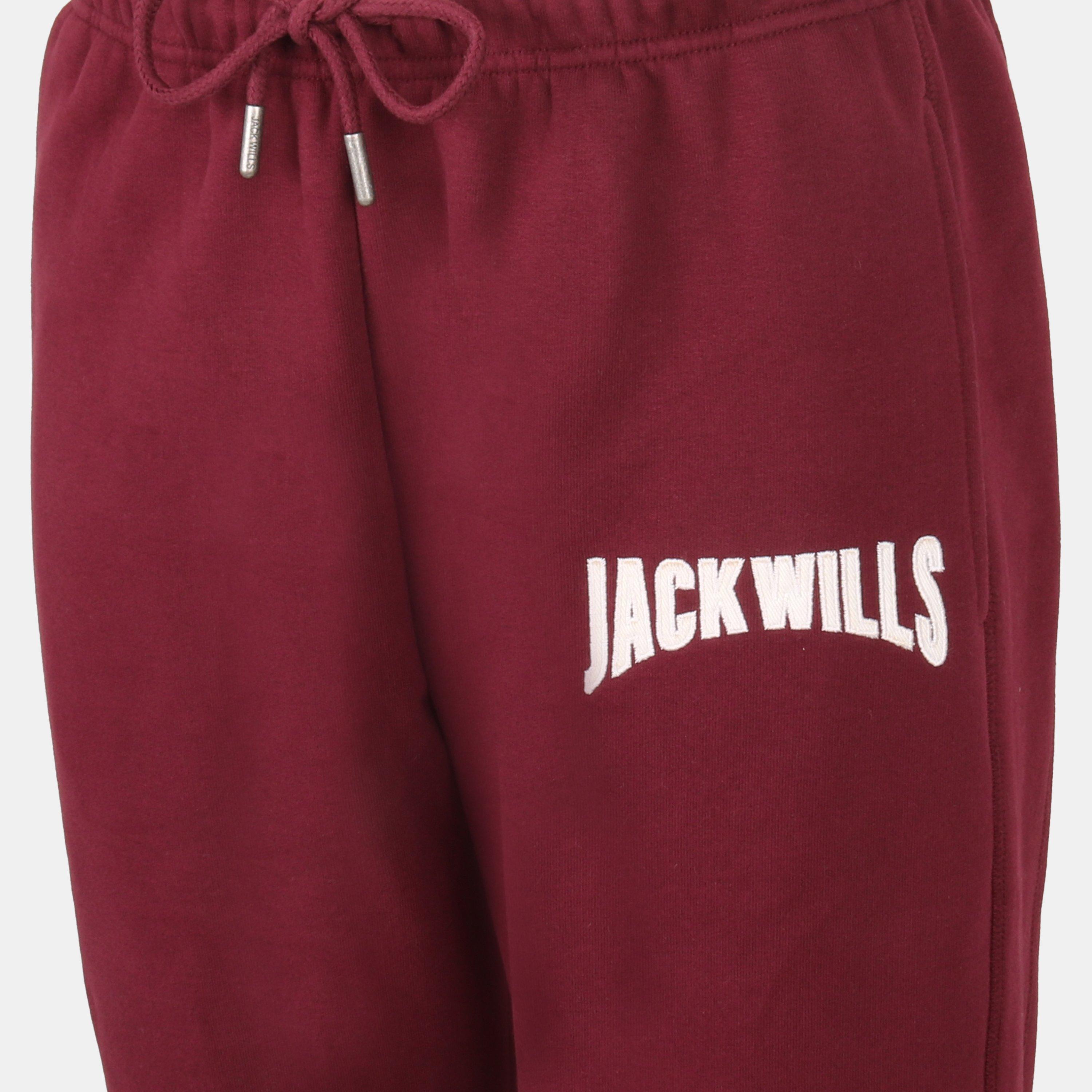 Burgundy - Jack Wills - JW Varsity Open Hem Fleece Joggers - 3