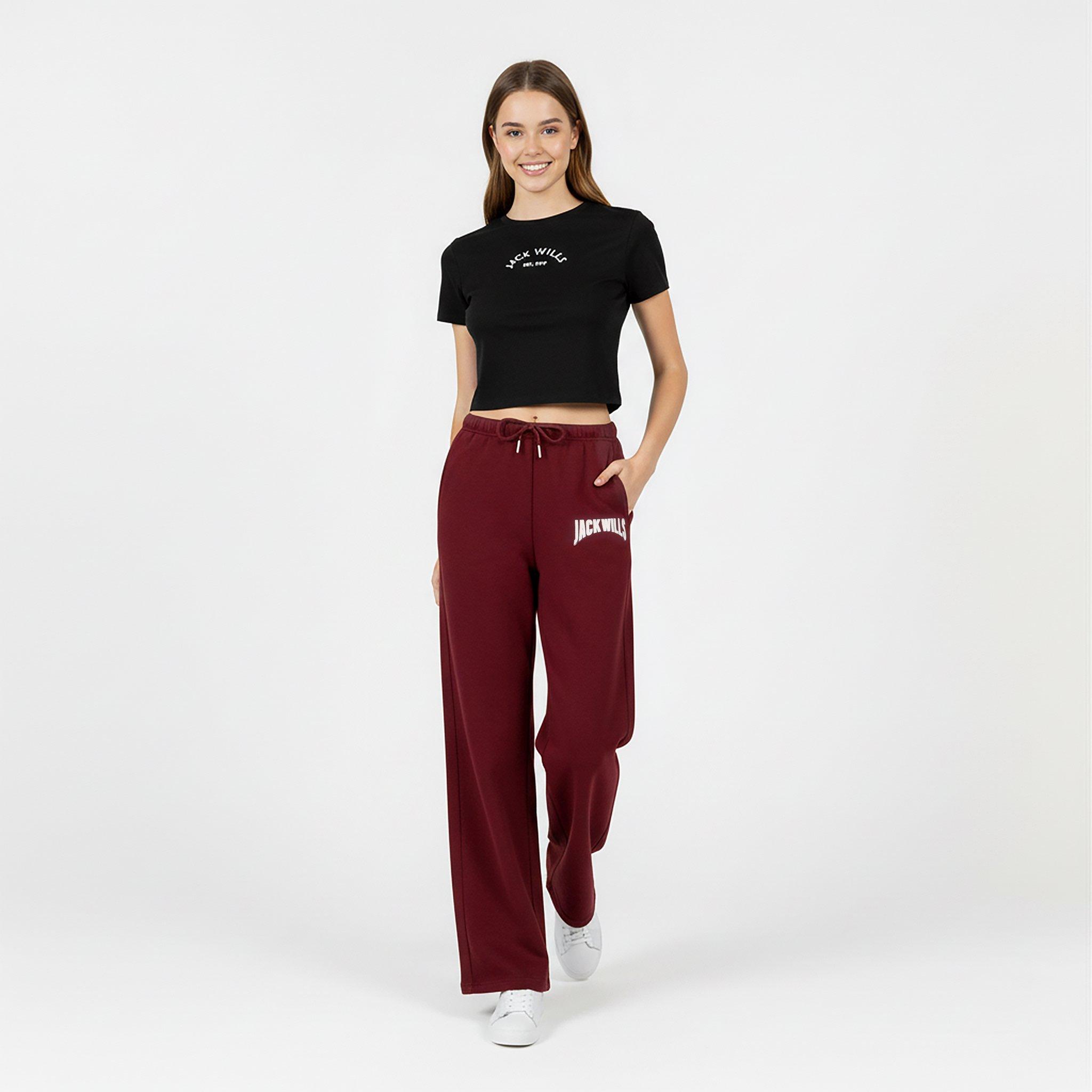 Bourgogne - Jack Wills - Women's JW Varsity Open Hem Fleece Joggers - 5