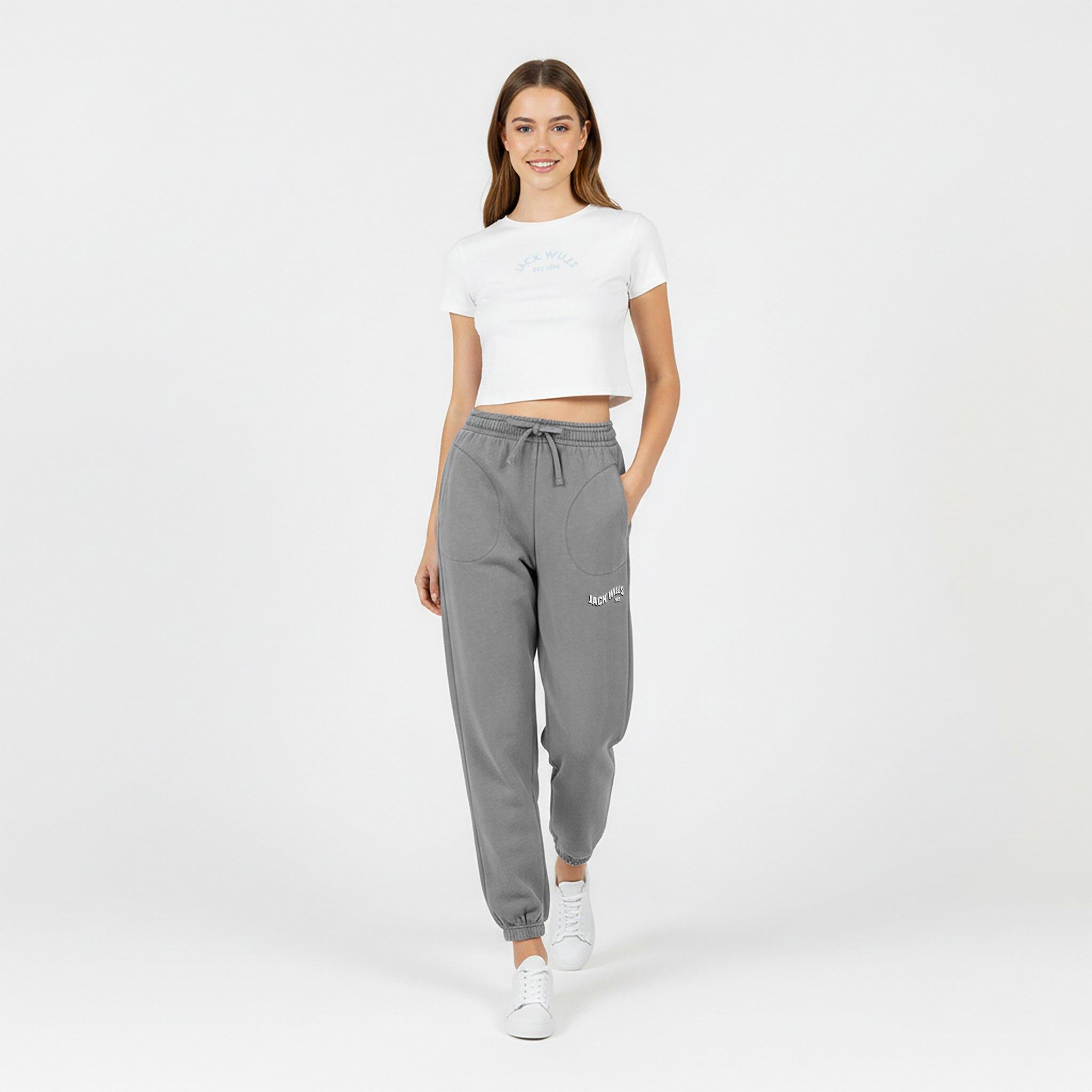 Grey Washed - Jack Wills - Women's Open Hem Fleece Joggers - 5