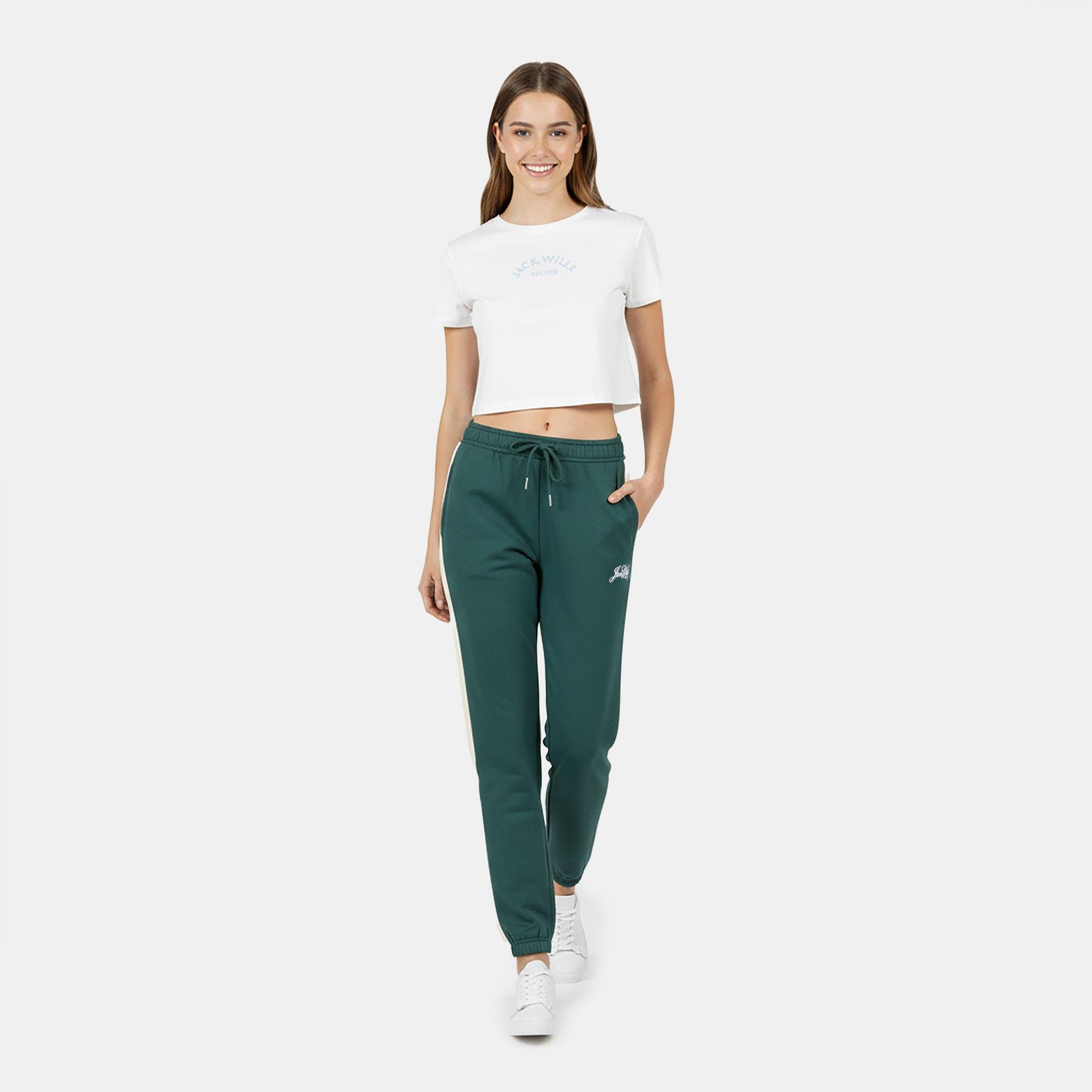 Verde/Blanco - Jack Wills - Women's Script Cotton Mid Rise Joggers - 5