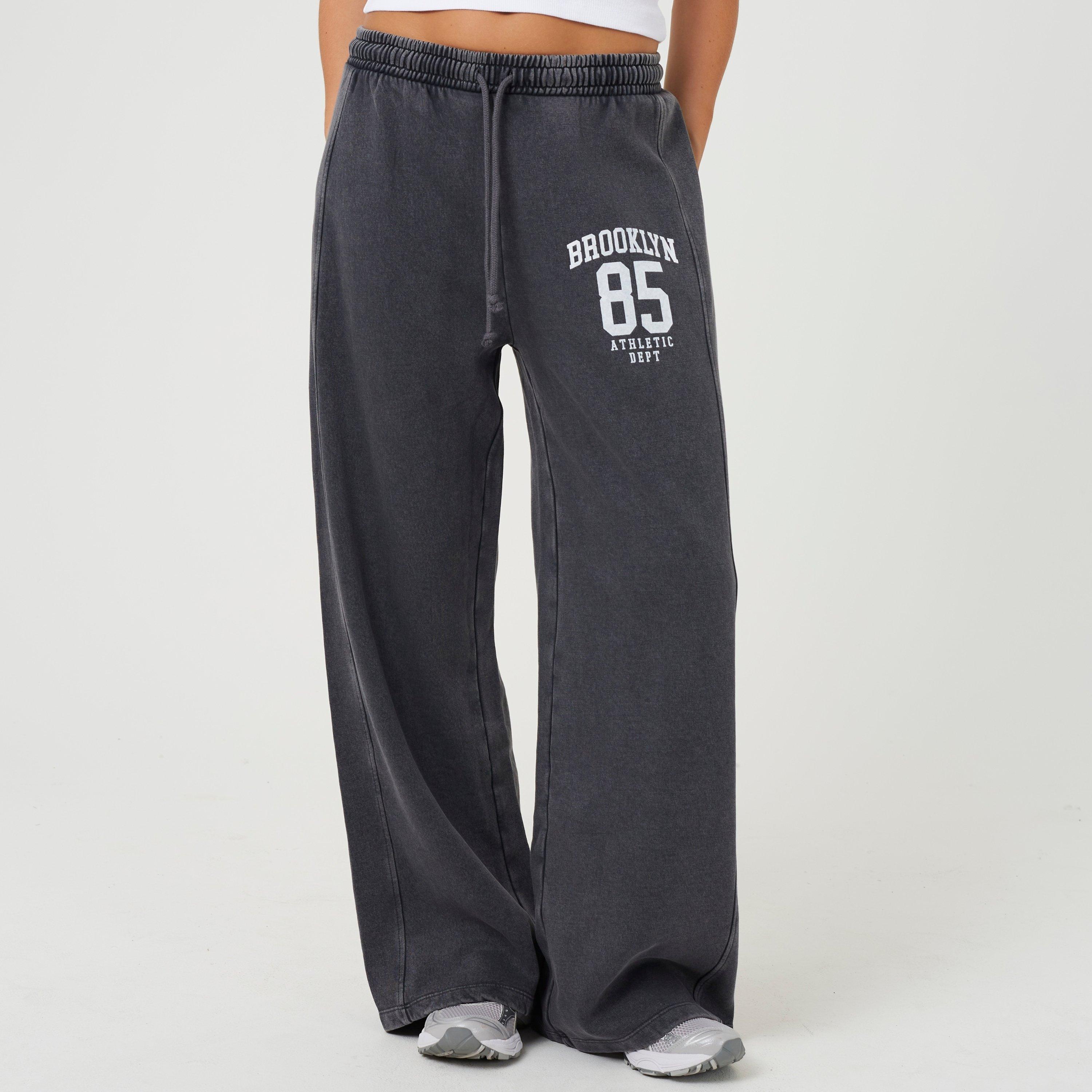 Lt Gry Acid Wsh - Brave Soul - Brave Soul Ladies Acid Wash Wide Leg Jogger - 1