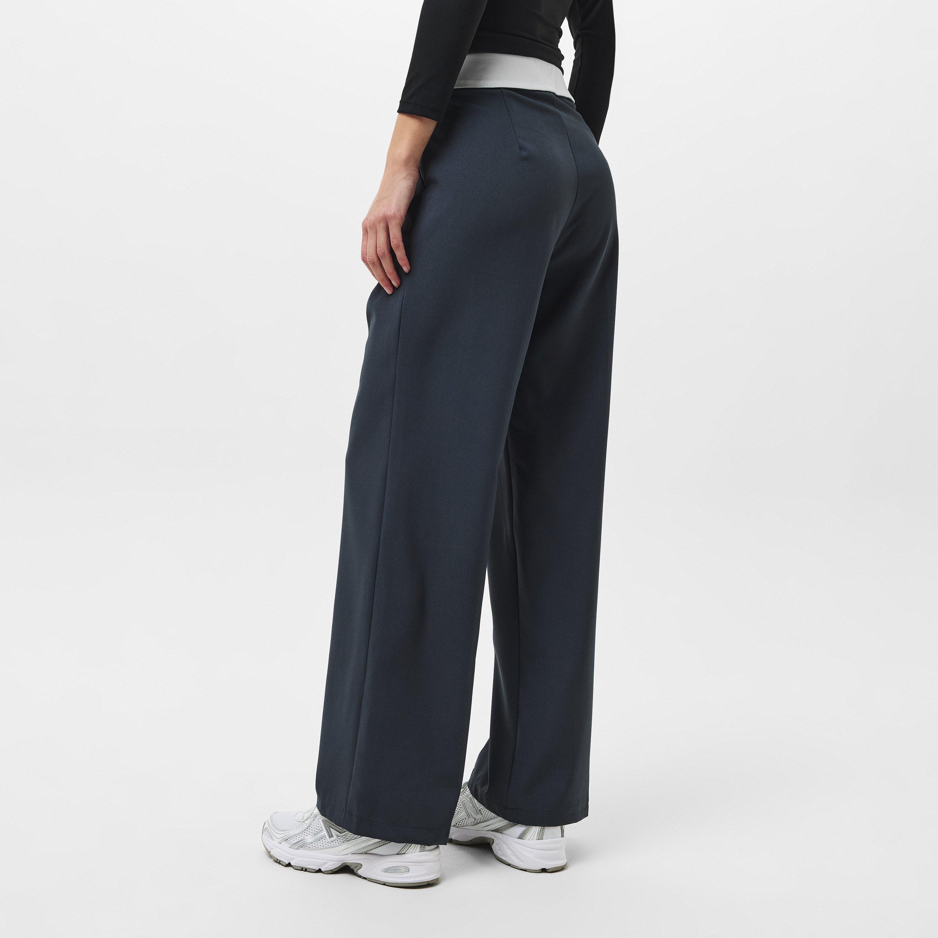 Houtskool - Missy Empire - Satin Fold Over Waist Wide Leg Trousers - 4