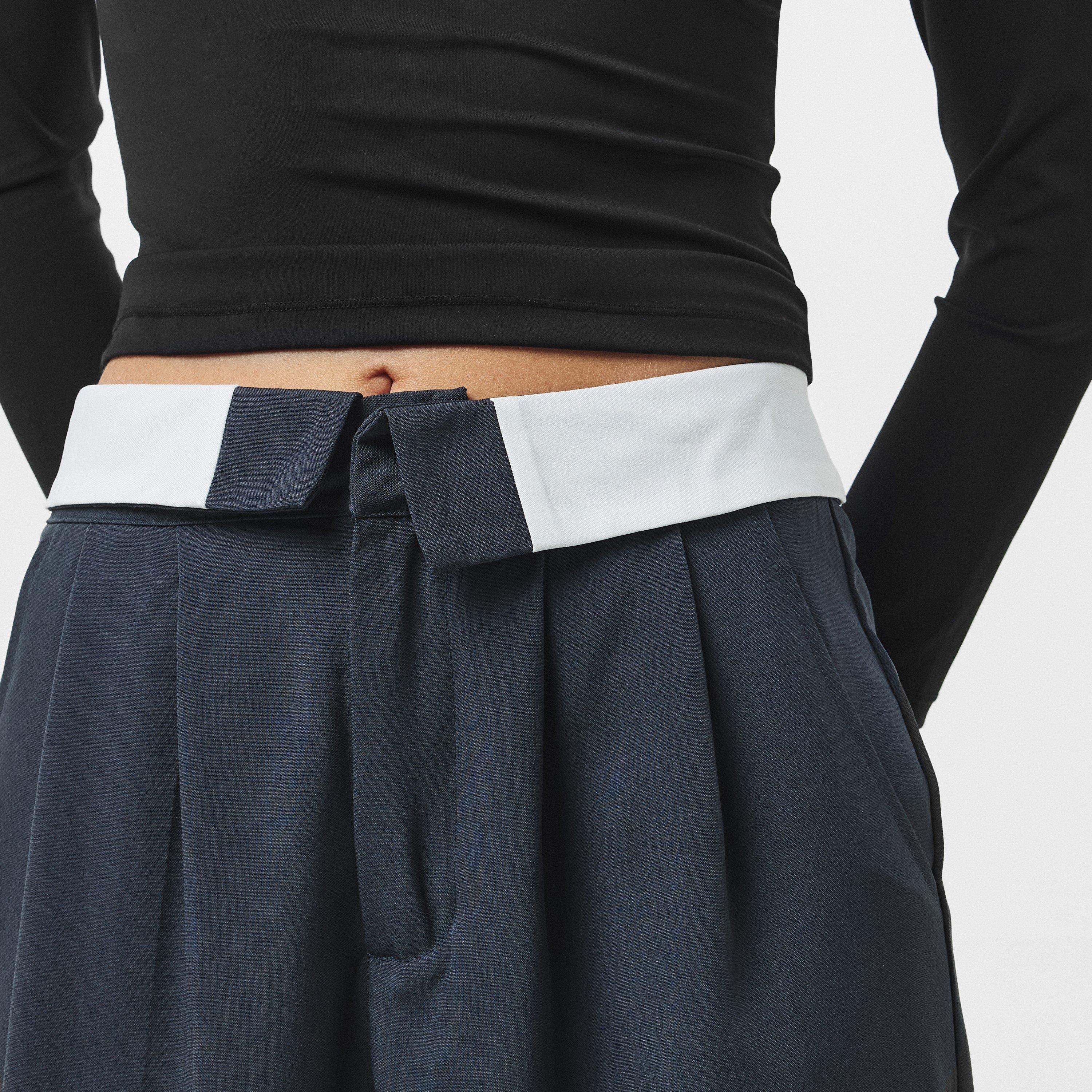 Houtskool - Missy Empire - Satin Fold Over Waist Wide Leg Trousers - 5