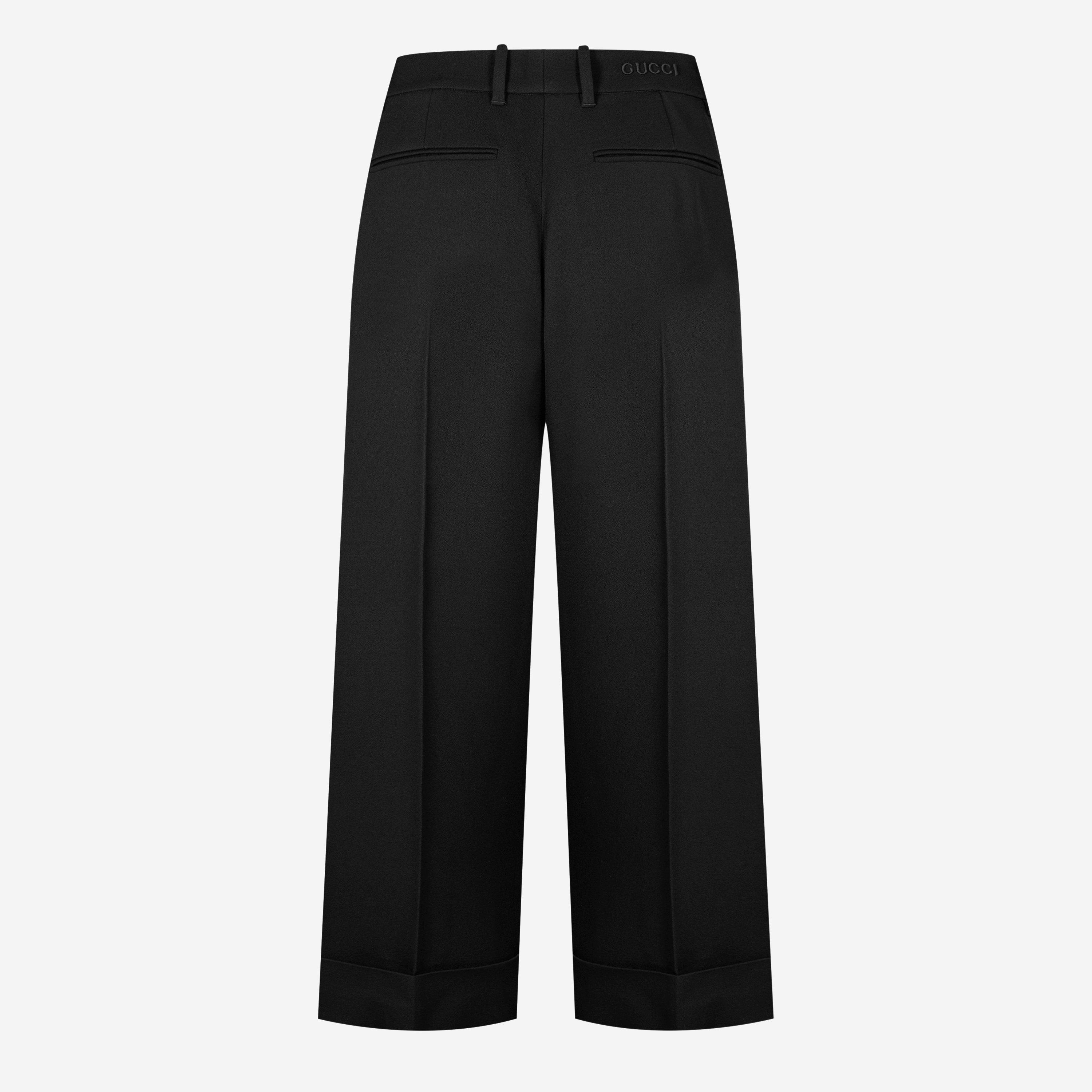 Black - Gucci - Wide Leg Cropped Trousers - 2