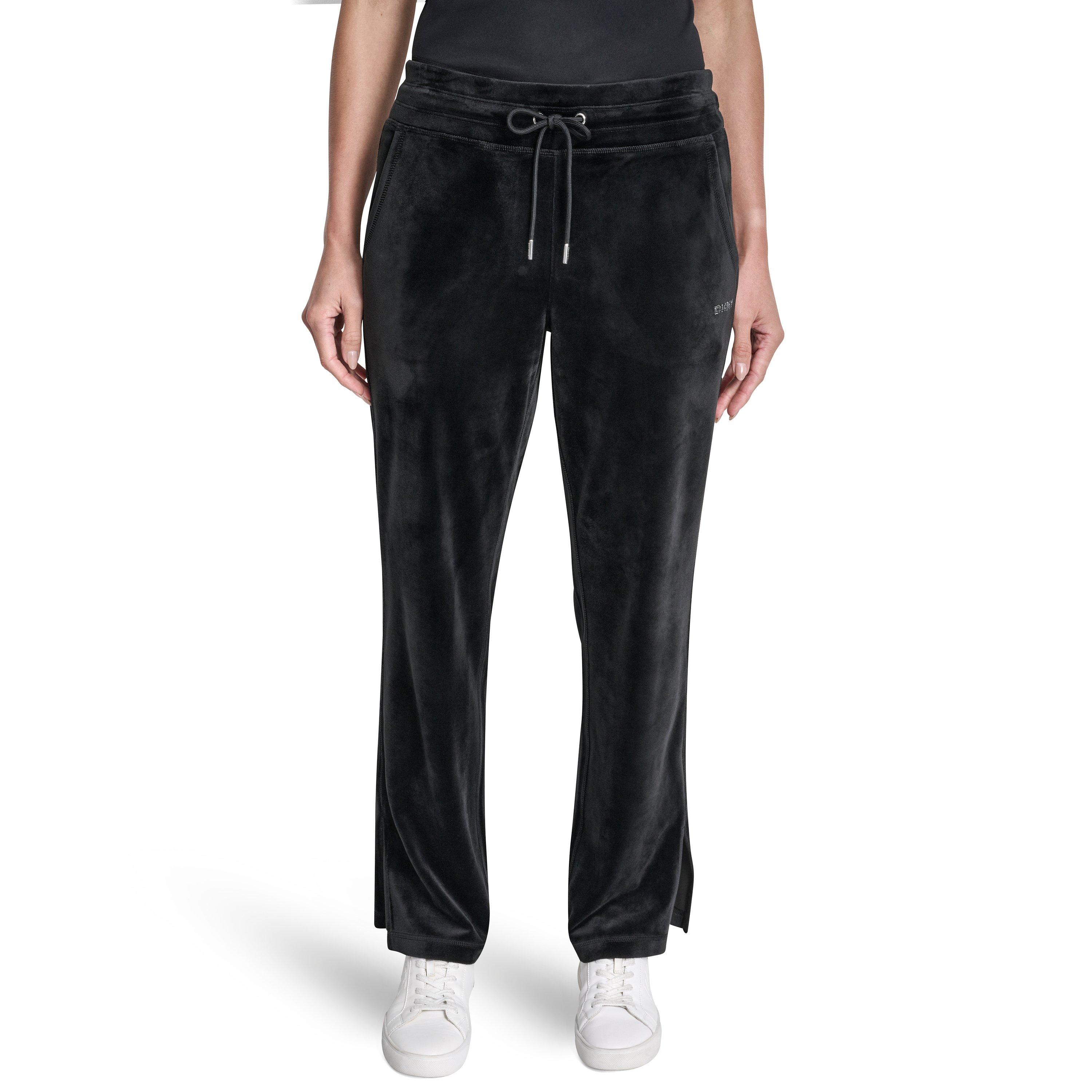 Dkny Women's Sport Velour Open Hem Fleece Joggers - Black - 8 (XS)
