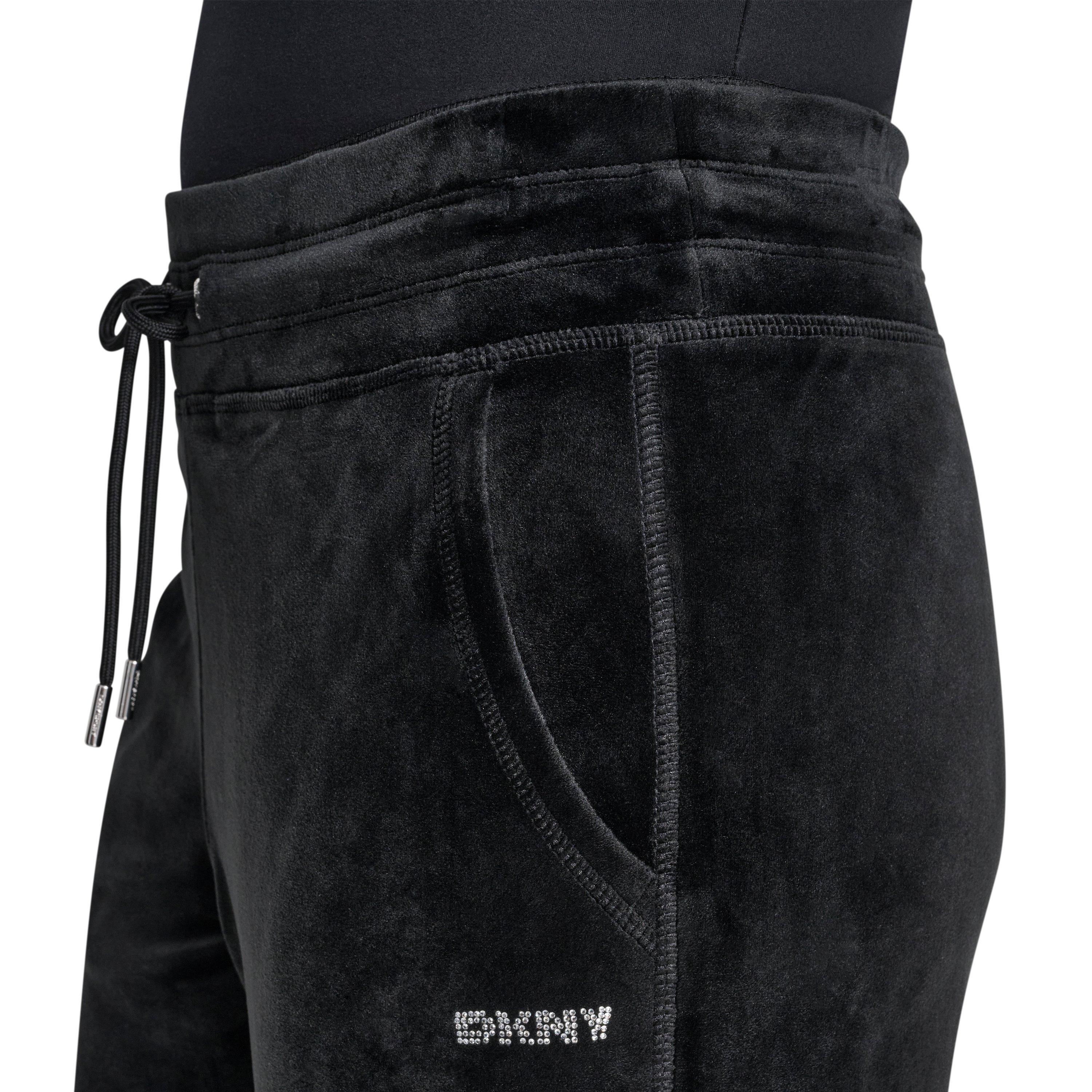 Black - DKNY - Women's Velour Open Hem Fleece Joggers - 5