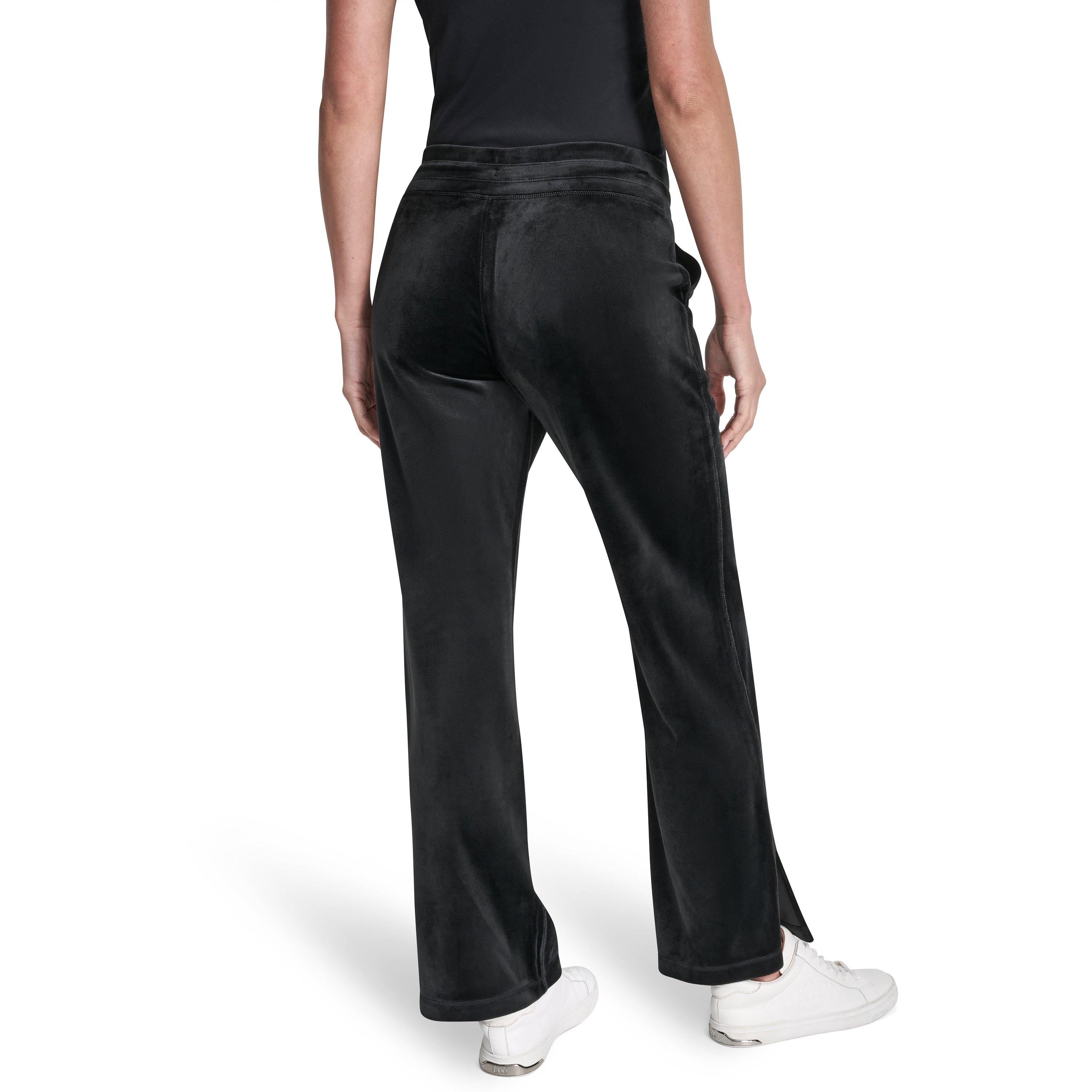 Black - DKNY - Women's Velour Open Hem Fleece Joggers - 3