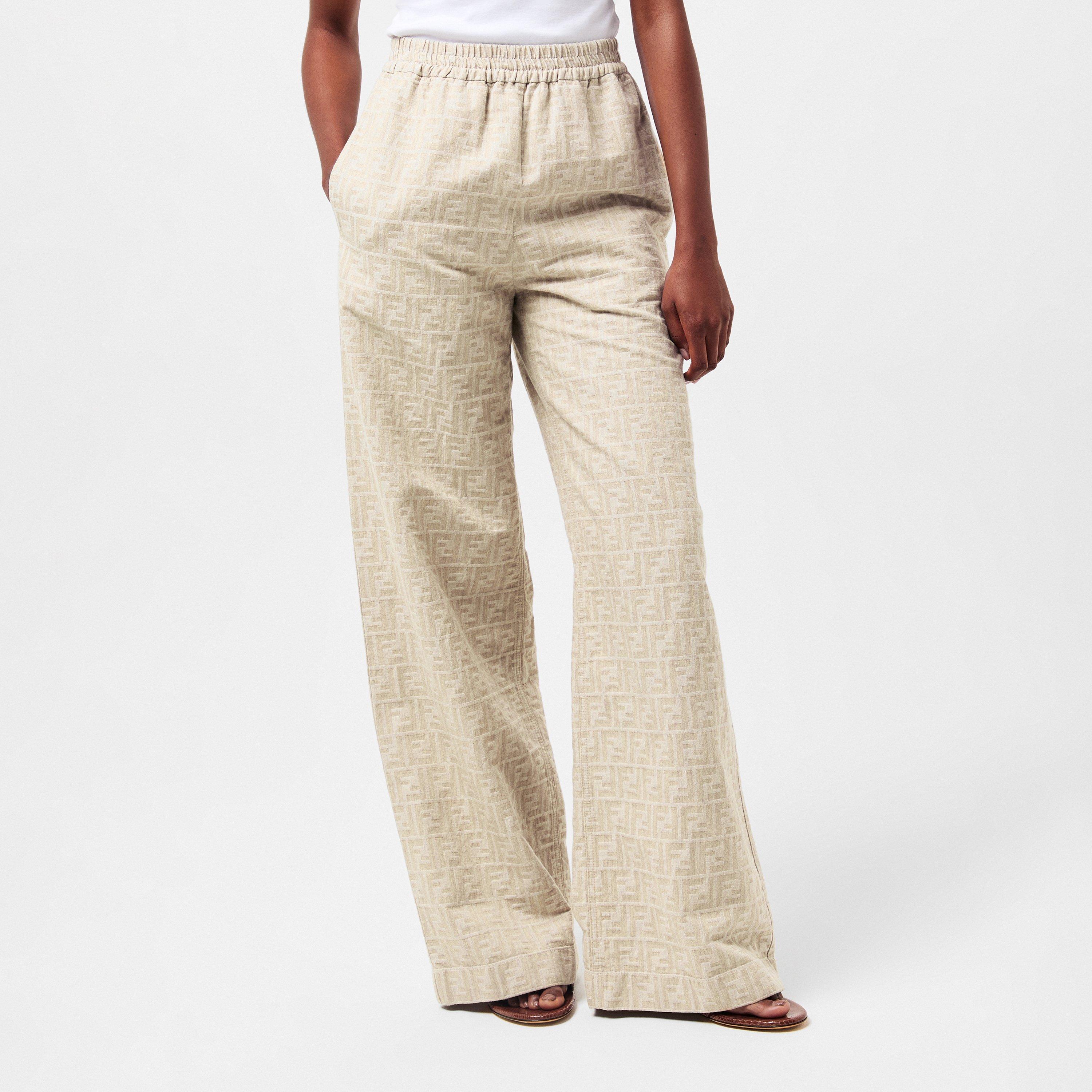 Raffia - Fendi - Women's Tailored Natural Drape Wide Leg Trousers - 3