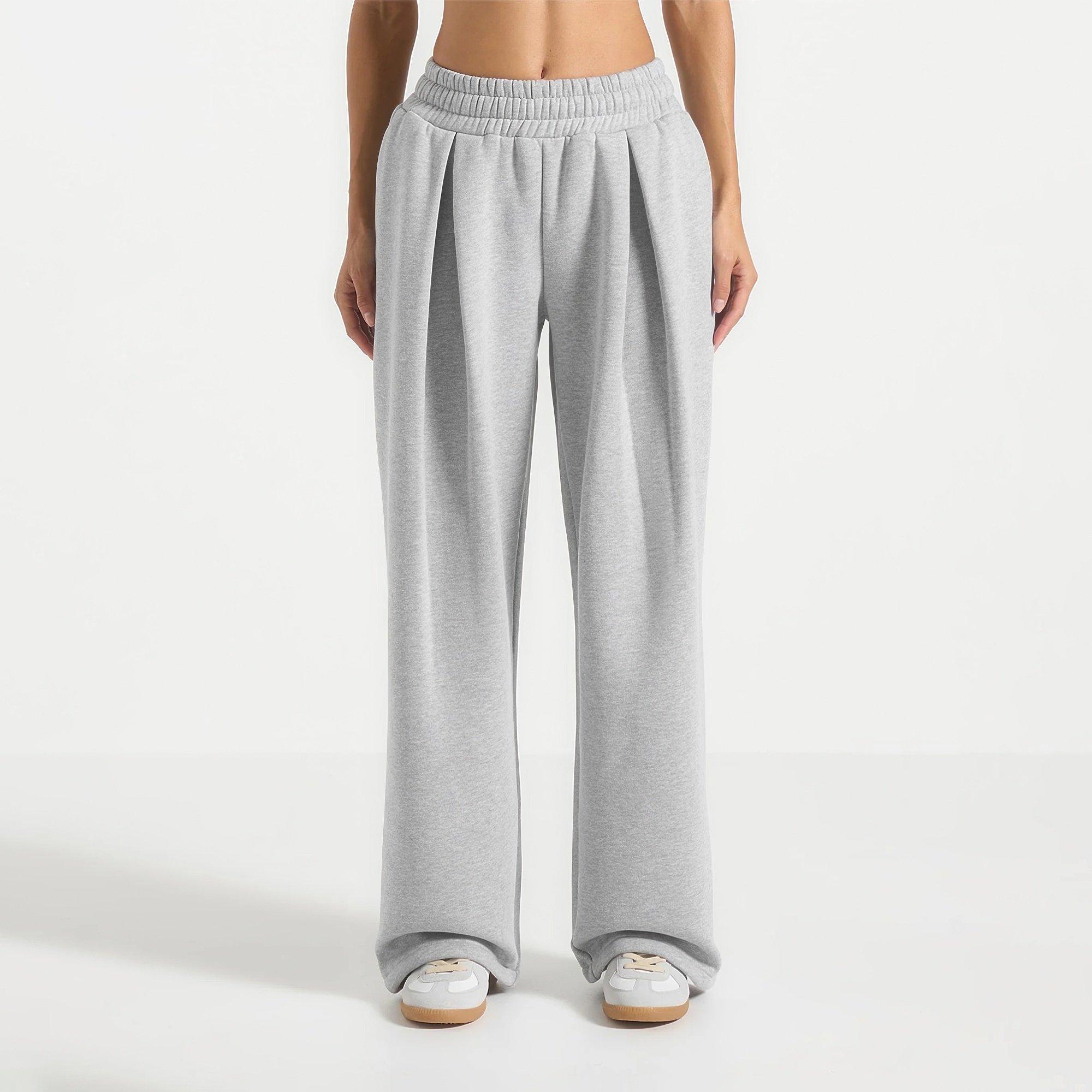 Grey - Maniere De Voir - Women’s Straight Leg Box Pleat Joggers - 2