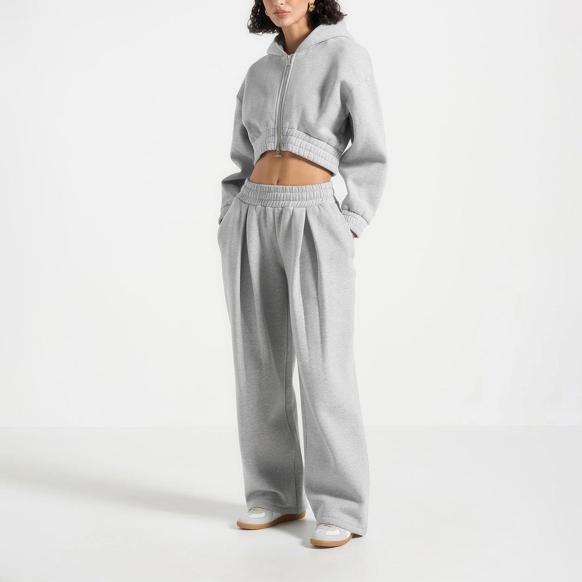 Grey - Maniere De Voir - Women’s Straight Leg Box Pleat Joggers - 5