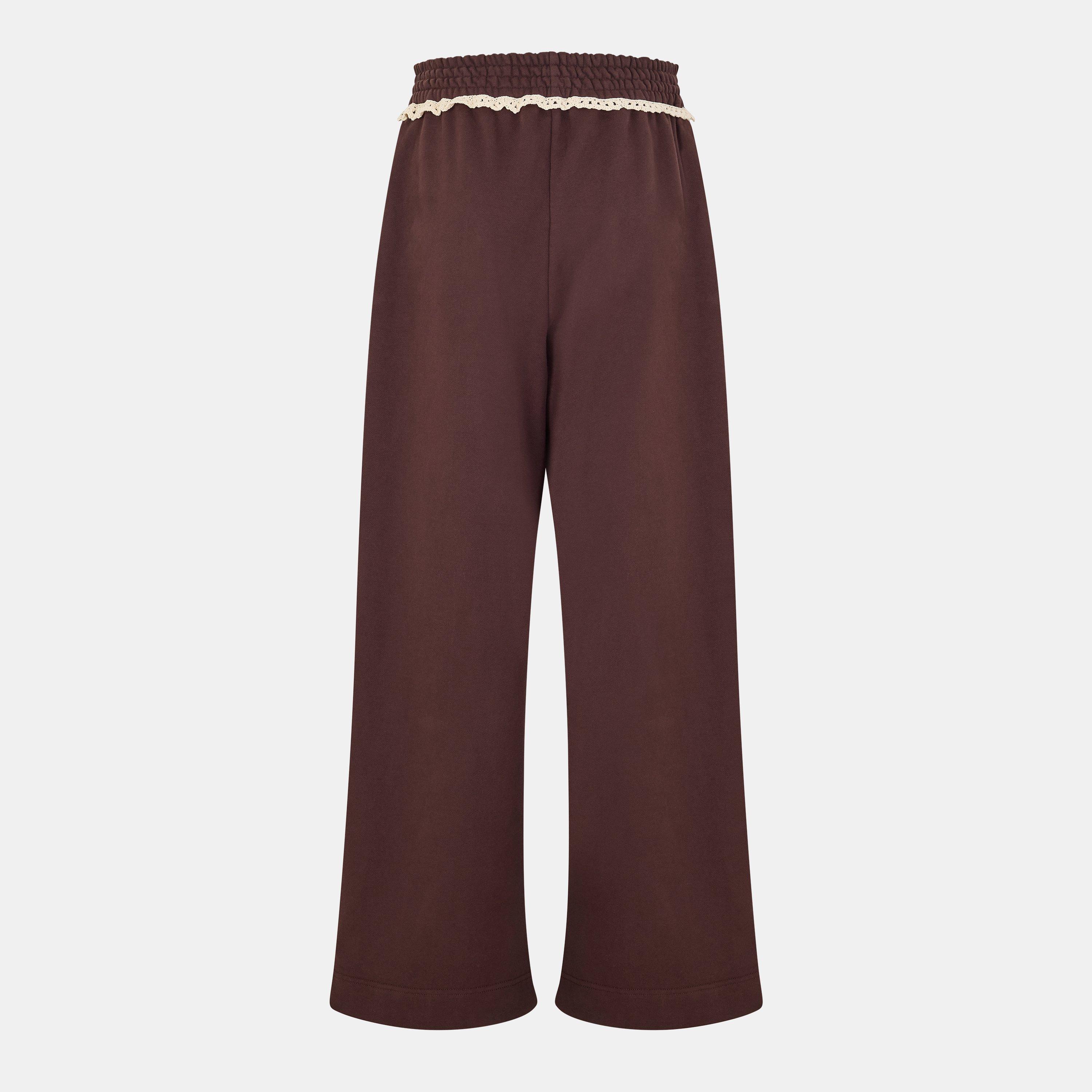 Brown - Magda Butrym - Women's Open Hem Fleece Jogging Bottoms - 2